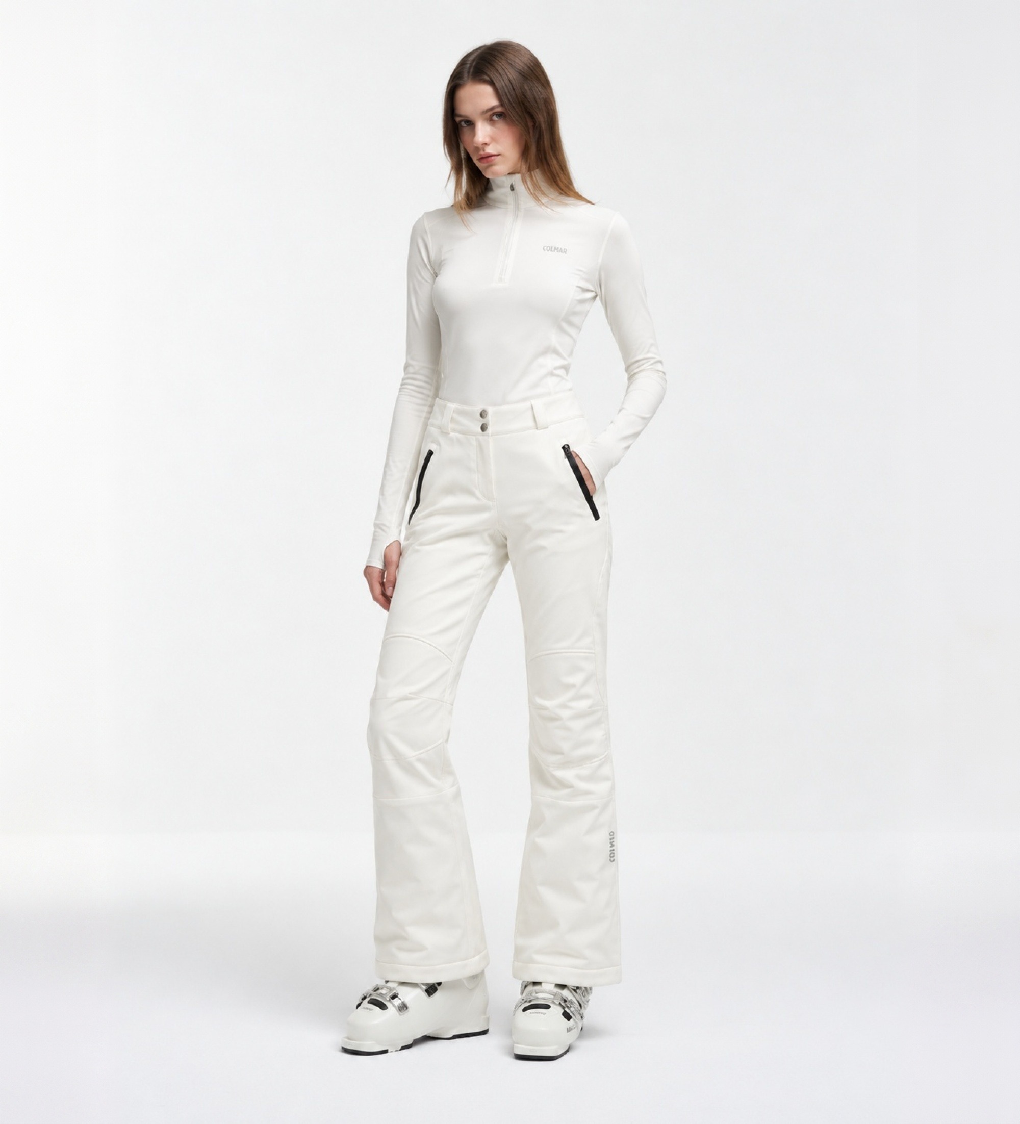 Colmarvoor vrouwen. 02000084-6XZ Witte softshell skibroek Wonder (40), Sportief, Buiten, Polyester, Sneeuw