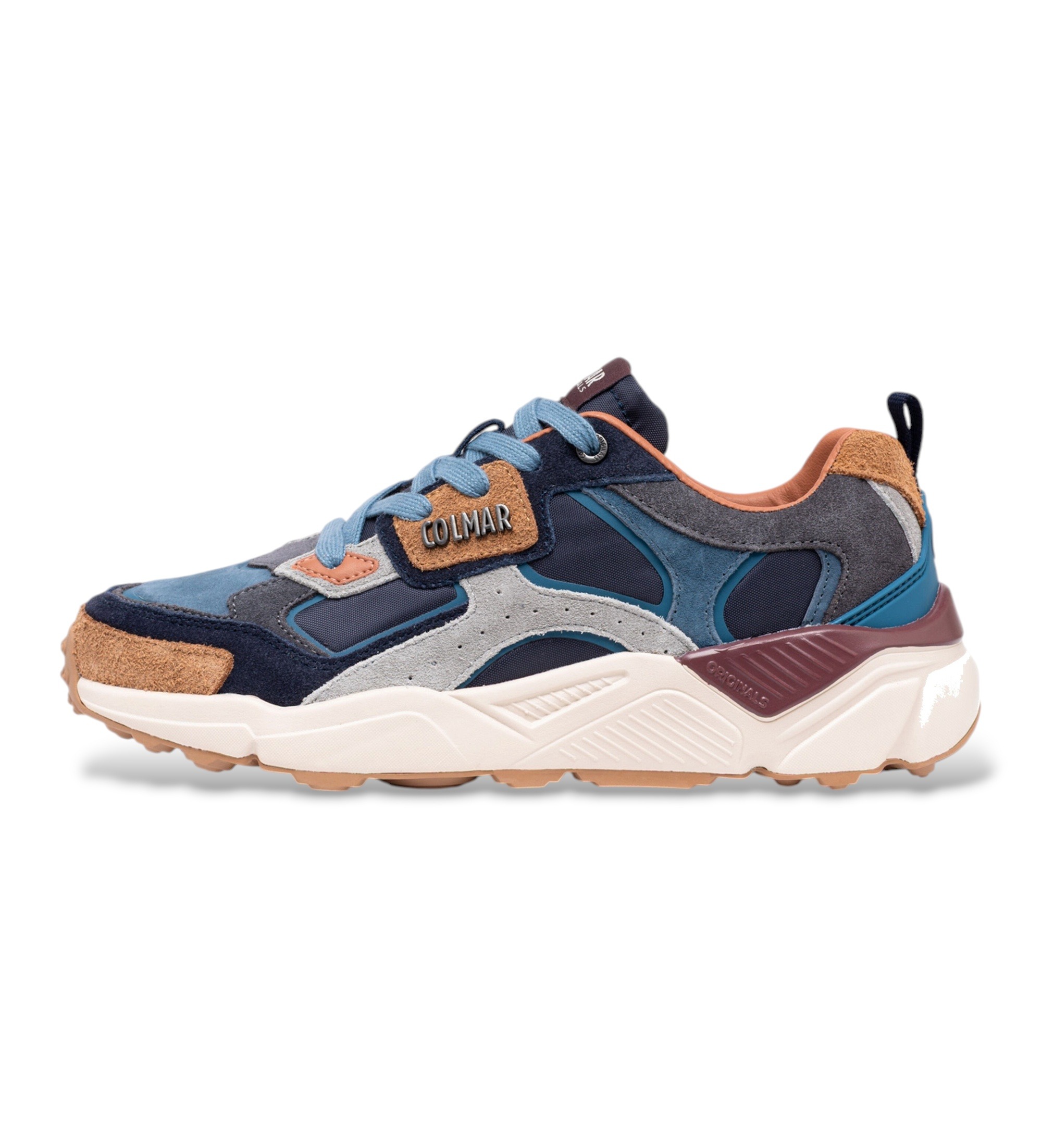 Colmarvoor mannen. GARNER-B Garner Blend Marine Suède Sneakers (43), Leer, Plat, Veters, Casual, Marineblauw