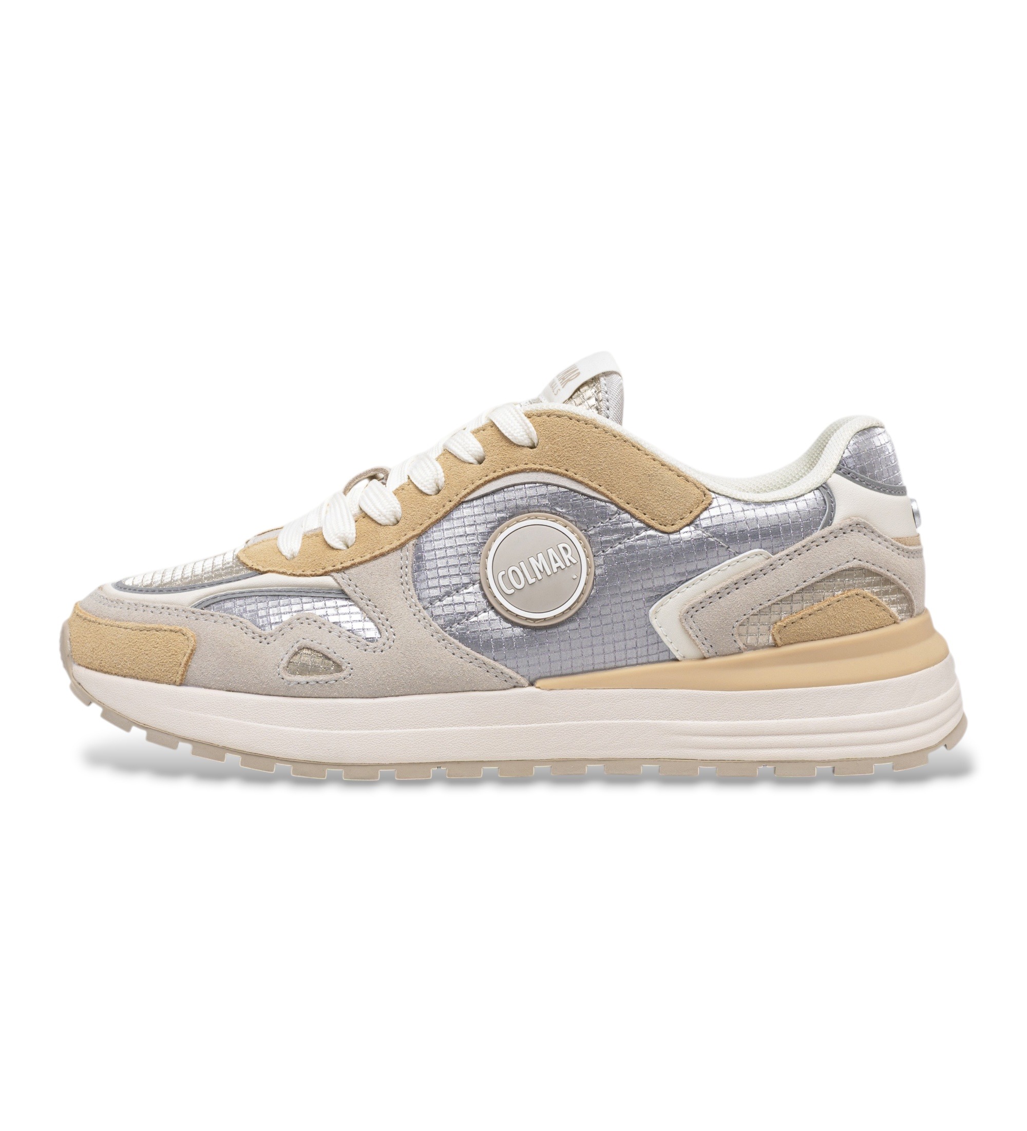 Colmarvoor vrouwen. HUNT-T Glitter zilveren suède Hunt sneakers (36), Leer, Plat, Veters, Casual