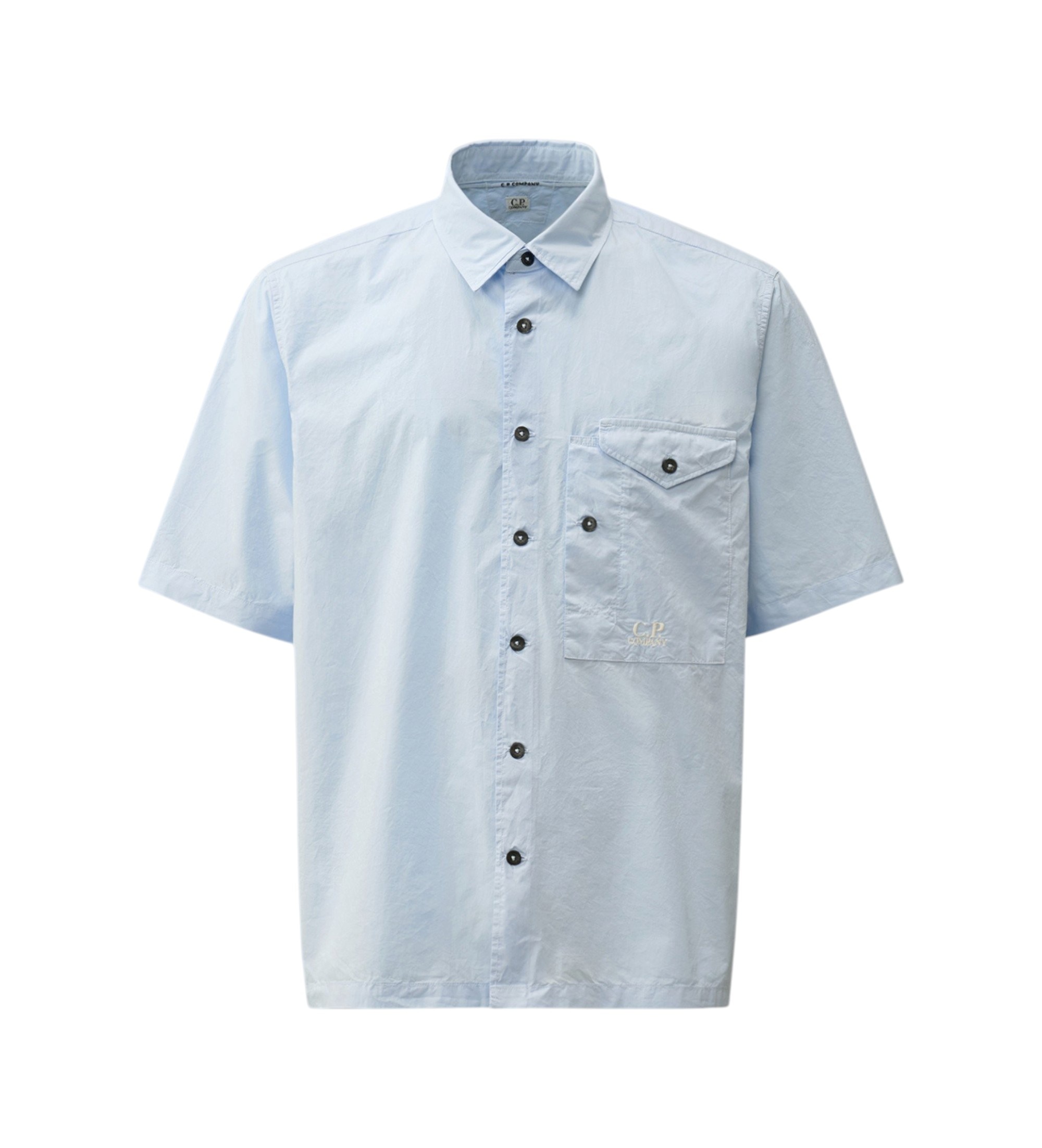 C.P. Company für Herren. 18CMSH249A005328G Blaues Taschenhemd (S), Lässig, Baumwolle, Kurzarm