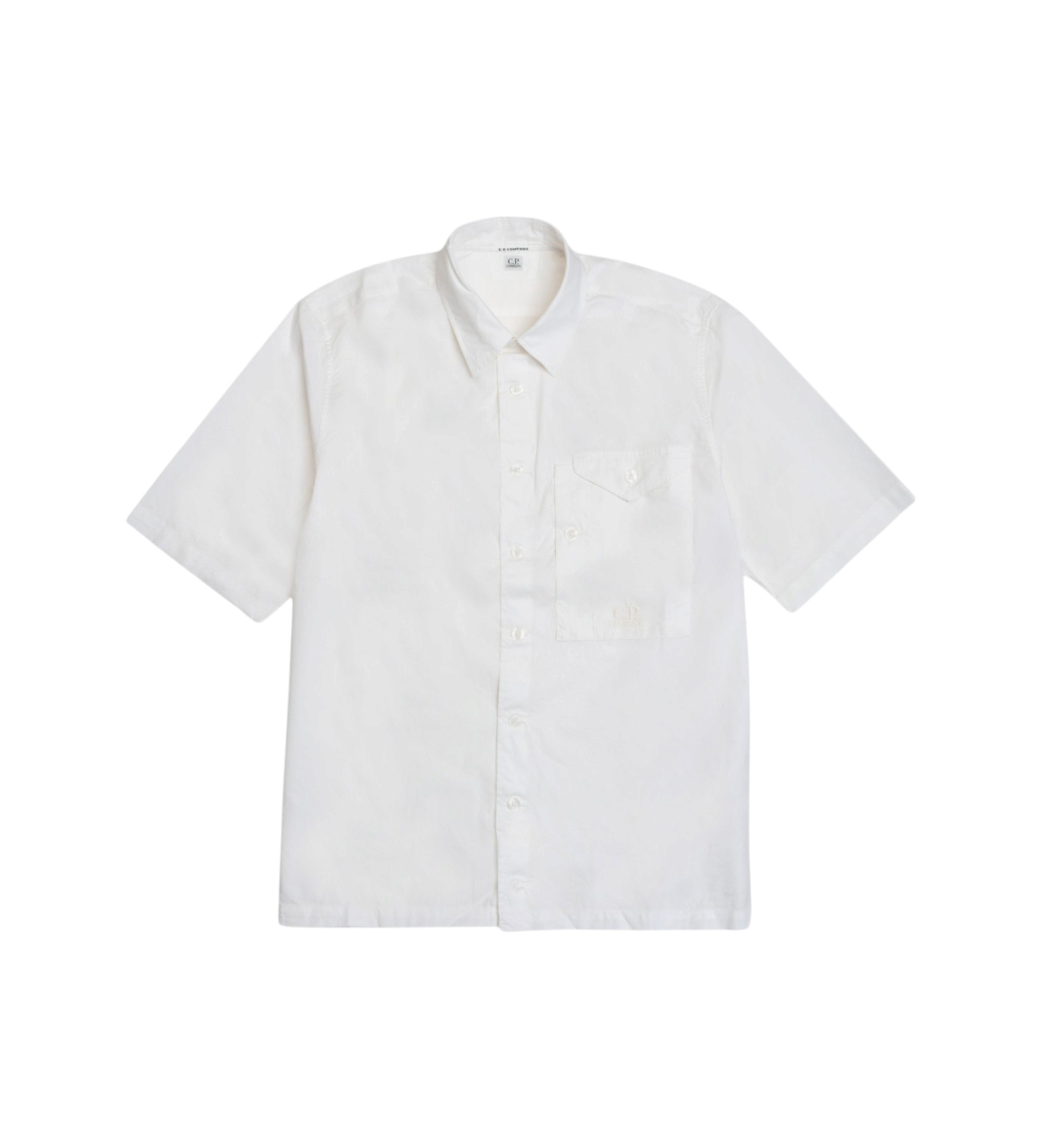 C.P. Company für Herren. 18CMSH249A005328G Weißes Taschenhemd (M), Lässig, Baumwolle, Kurzarm