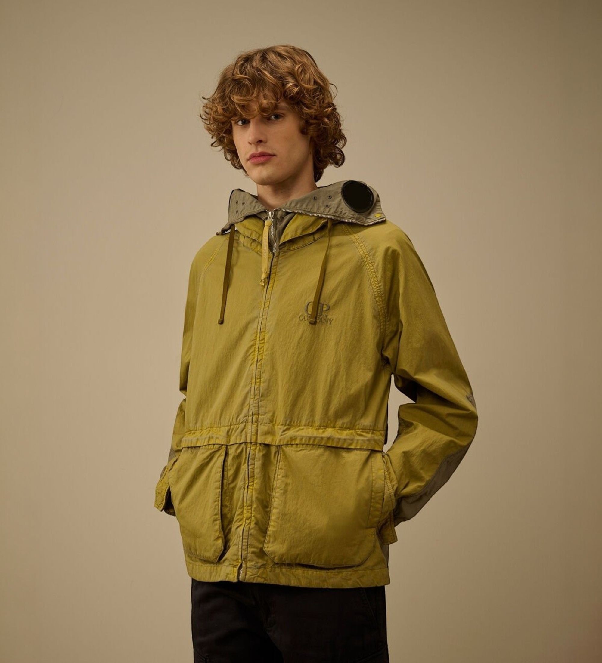 C.P. Company für Herren. 20CMOW110A110543D Jacke 50 Fili Wax Explorer gelblich grün (L), Lässig, Baumwolle