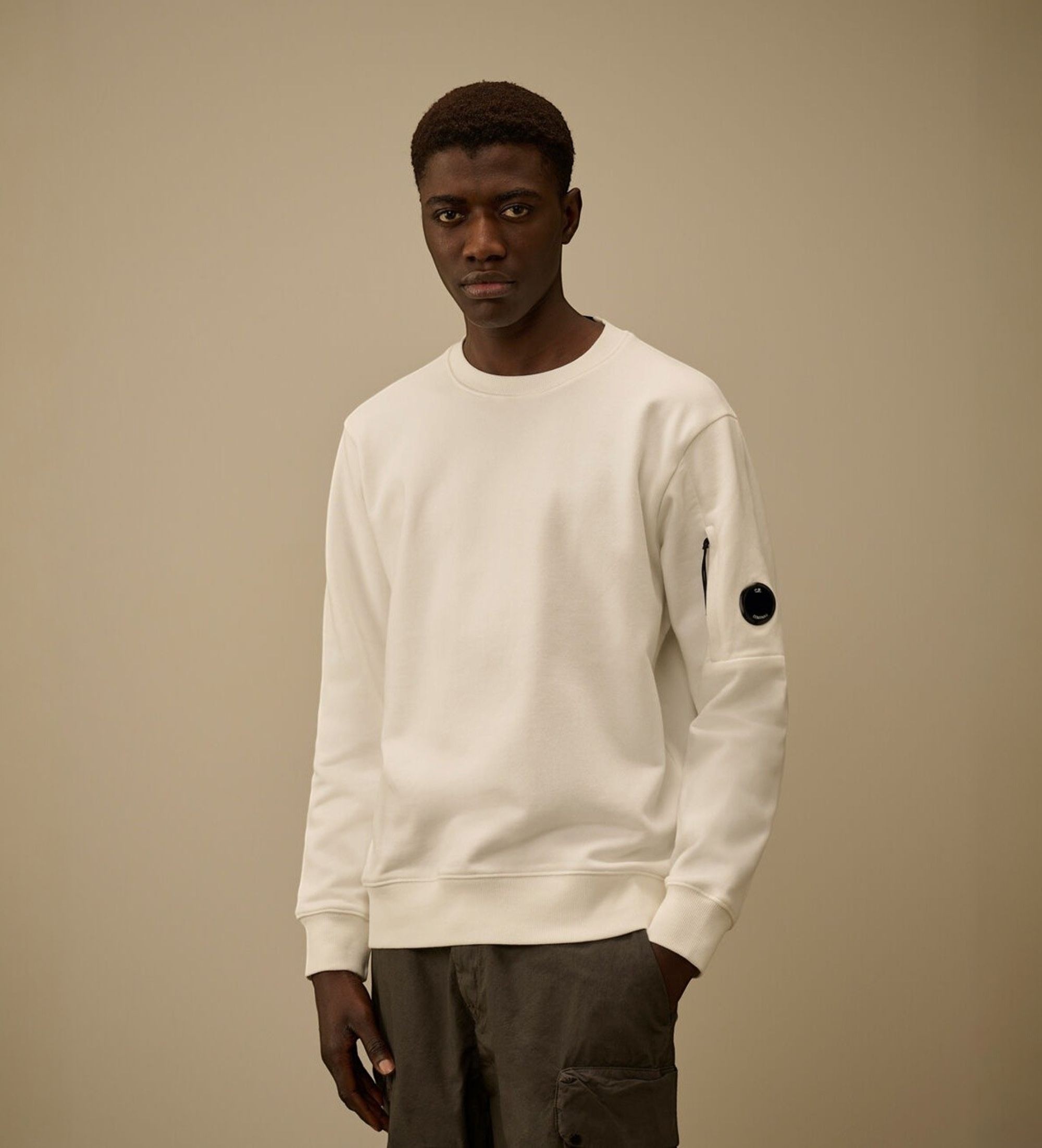C.P. Company für Herren. RCCMSS713A005086W Sweatshirt Diagonale Raiser Linse off-white (XXL), Weiß, Lässig, Baumwolle