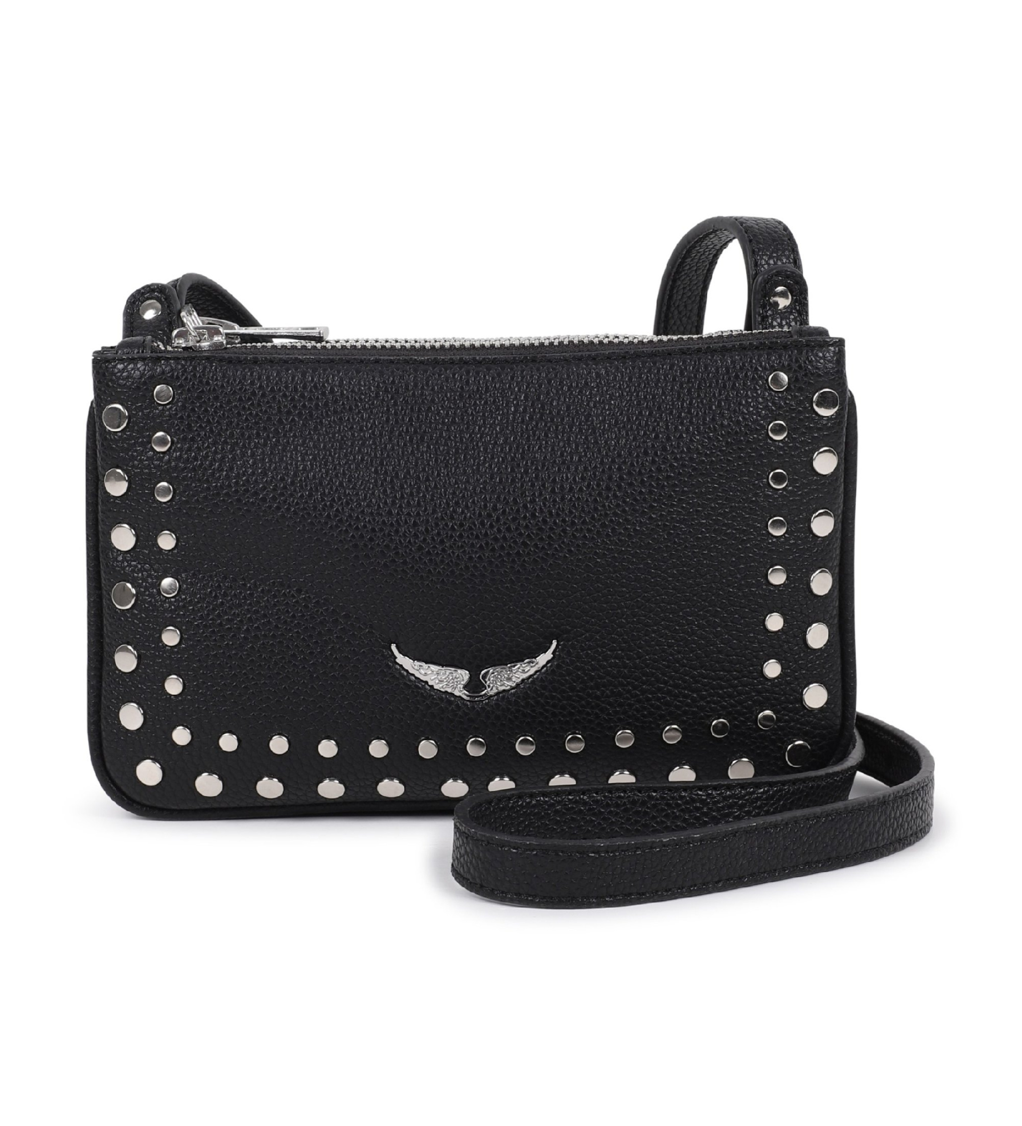 Zadig & Voltaire für Mädchen. X60616 Schwarze Nietenumhängetasche (OSFA), Lässig, Polyurethan, Kinderbekleidung