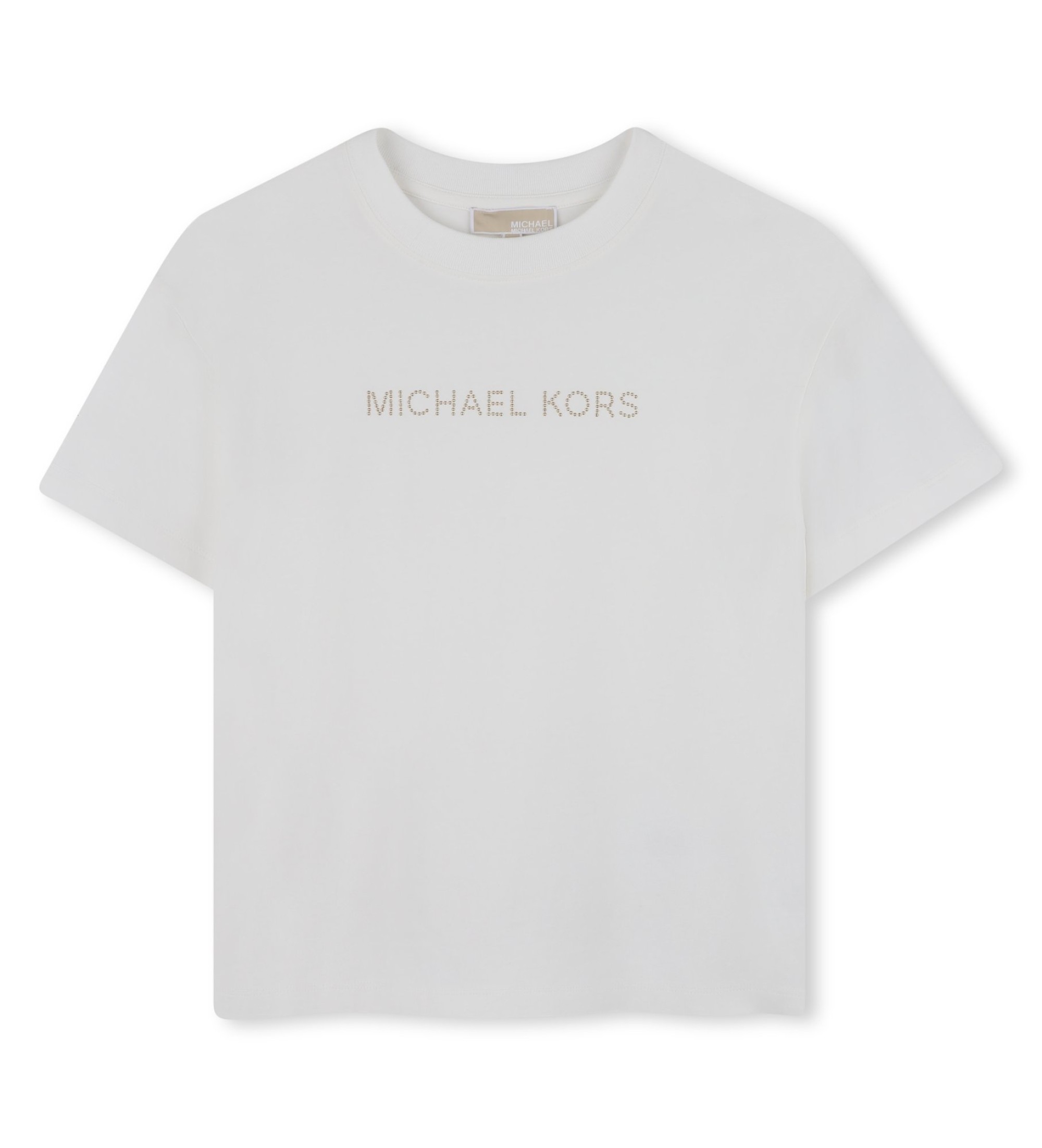 Michael Kors für Mädchen. R30602 Kurzarm-T-Shirt weiß (10Y= 138cm), Lässig, Baumwolle, Kinderbekleidung
