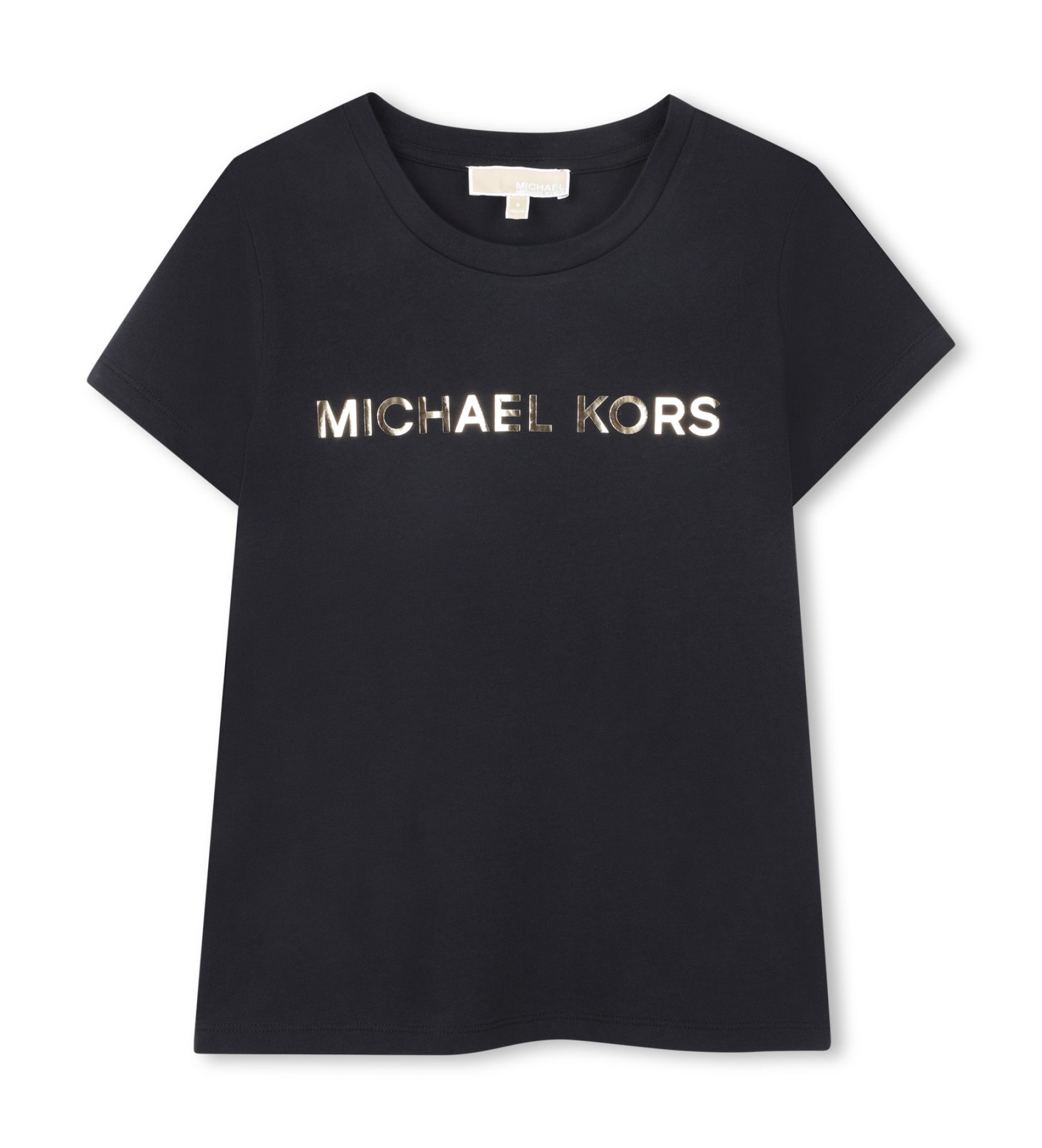 Michael Kors für Mädchen. R30603 Logo-T-Shirt schwarz (12Y= 150cm), Lässig, Baumwolle, Kurzarm, Kinderbekleidung