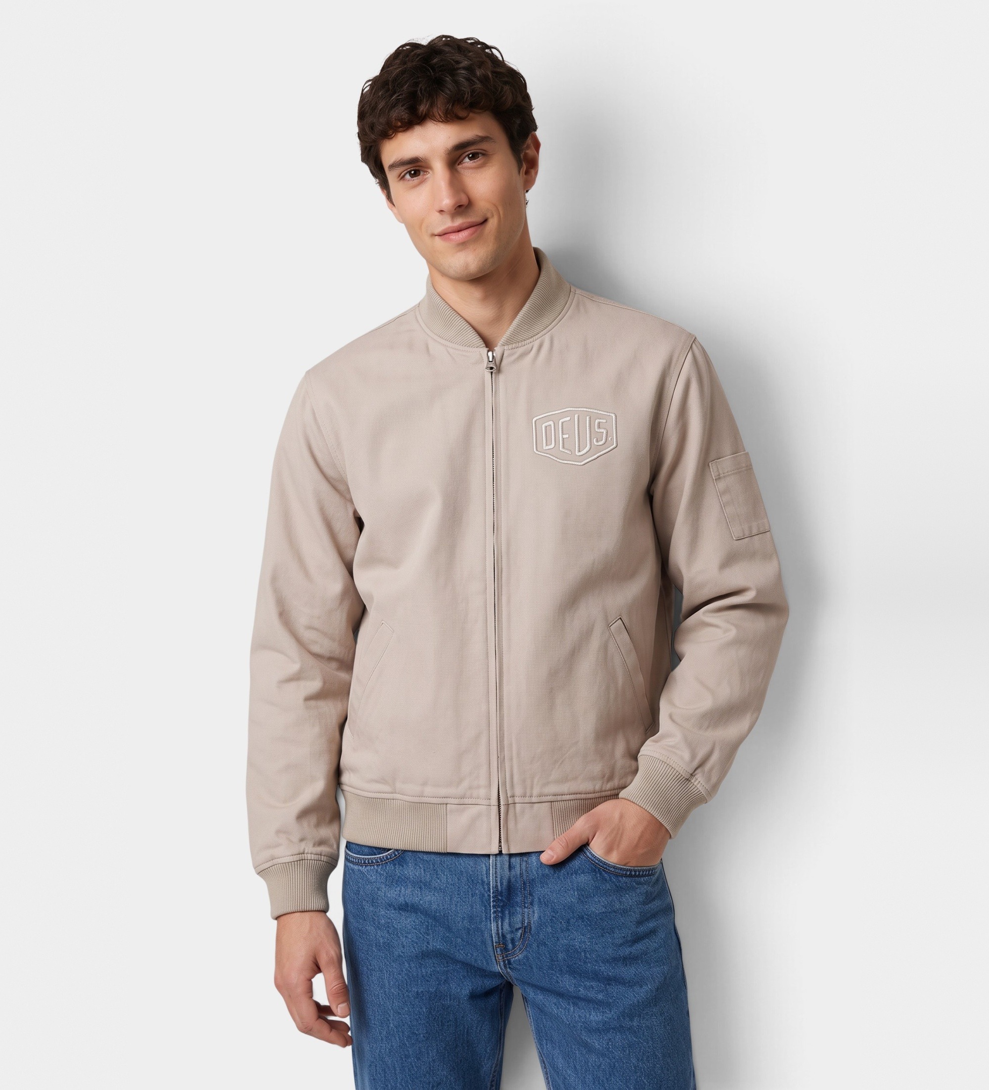 Deus Ex Machinavoor mannen. D263MJK194 Ryder Work bomberjack beige (S), Casual, Polyester