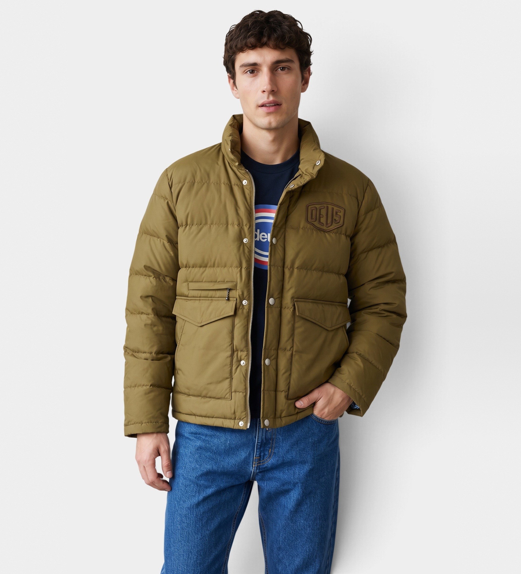 Deus Ex Machinavoor mannen. D263MDW393 Groene dons jack Carson (olijfgroen) (S), Casual, Polyester