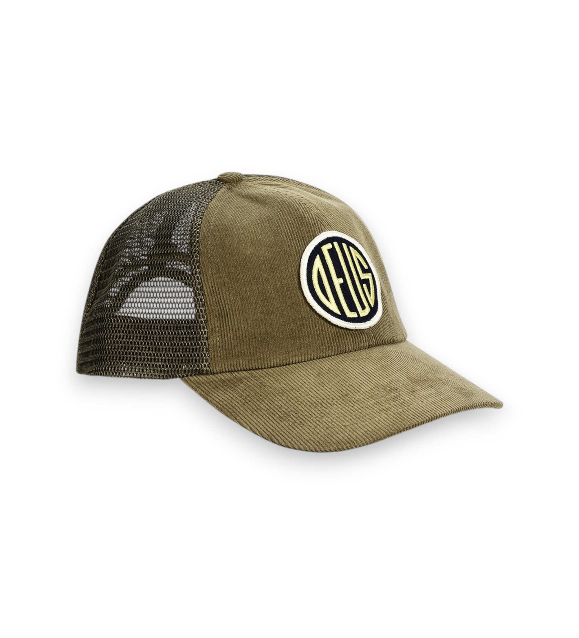 Deus Ex Machinavoor mannen. D263MHA335 Groene olijfkleurige Pill Cord Trucker-pet (OSFA), Casual, Corduroy
