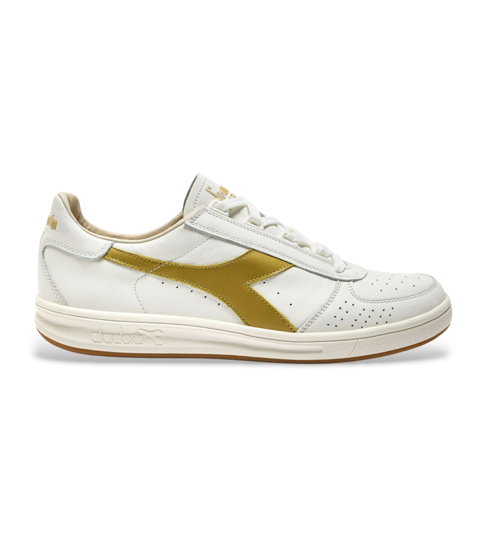Diadora Unisex. 201181586 Turnschuhe B.Elite '84 Italia weiß, gold (40), Leder, Wohnung, Schnürsenkel, Lässig