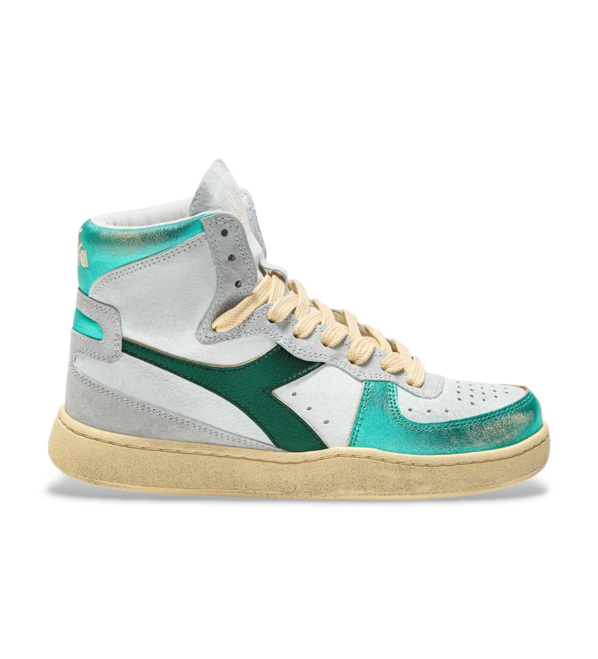 Diadora für Damen. 201178889 Leder Turnschuhe Basket Metall türkis (36), Wohnung, Schnürsenkel, Lässig
