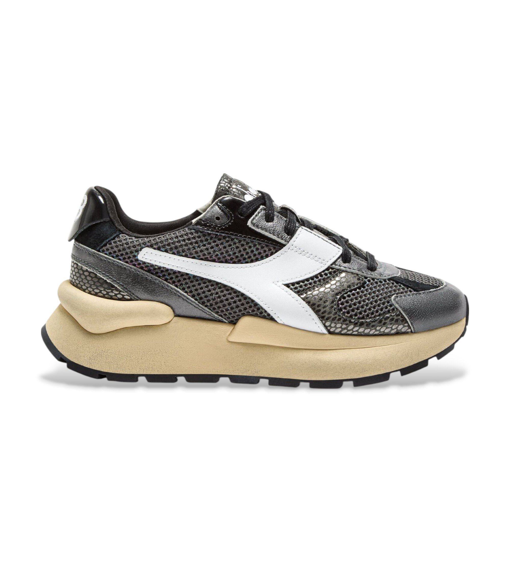 Diadora für Damen. 201182210 Mercury Elite Cobra Leder Turnschuhe Gebraucht schwarz (36), 3 bis 5 cm, Schnürsenkel, Lässig