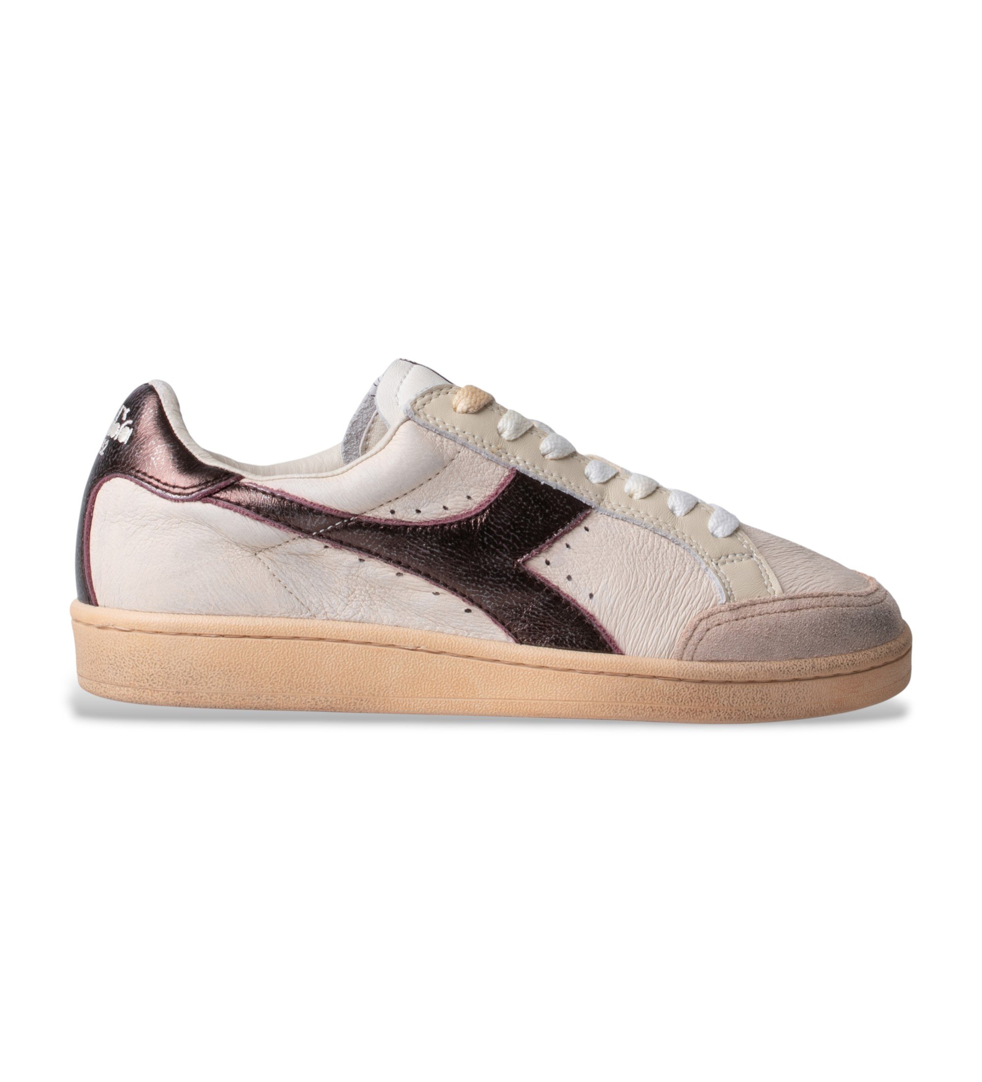 Diadora für Herren. 201182809 Prestige Aged Italia Turnschuhe aus beigem Leder (40), Wohnung, Schnürsenkel, Lässig