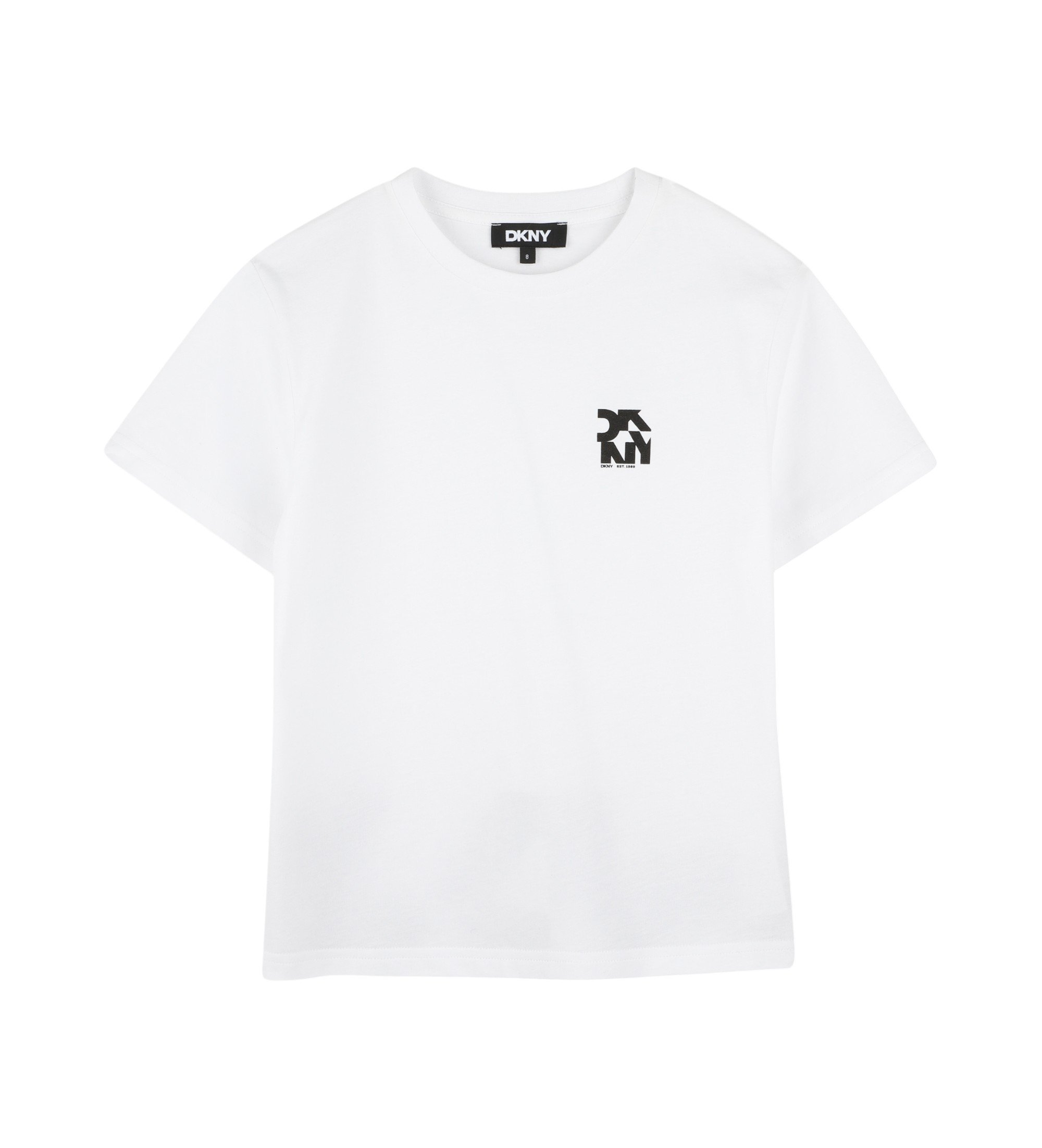 DKNY Unisex für Kinder. D62297 Kurzarm-T-Shirt weiß (6Y= 114cm), Lässig, Baumwolle, Kinderbekleidung