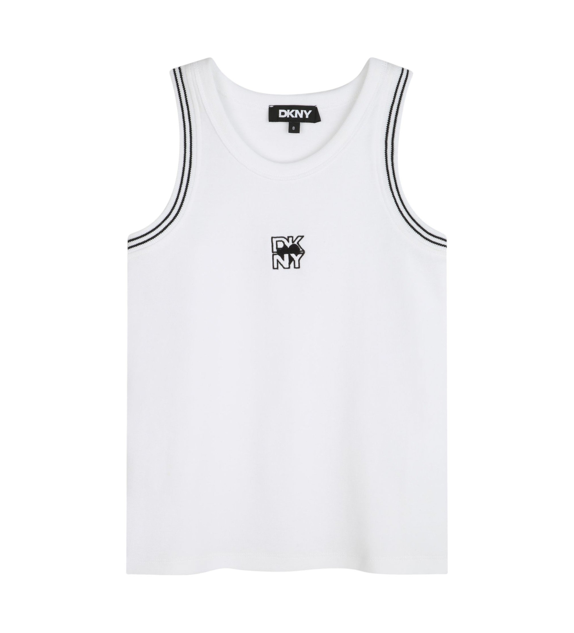 DKNY für Mädchen. D62263 Weißes Tanktop (4Y= 102cm), Lässig, Baumwolle, Ärmellos / Hosenträger, Kinderbekleidung