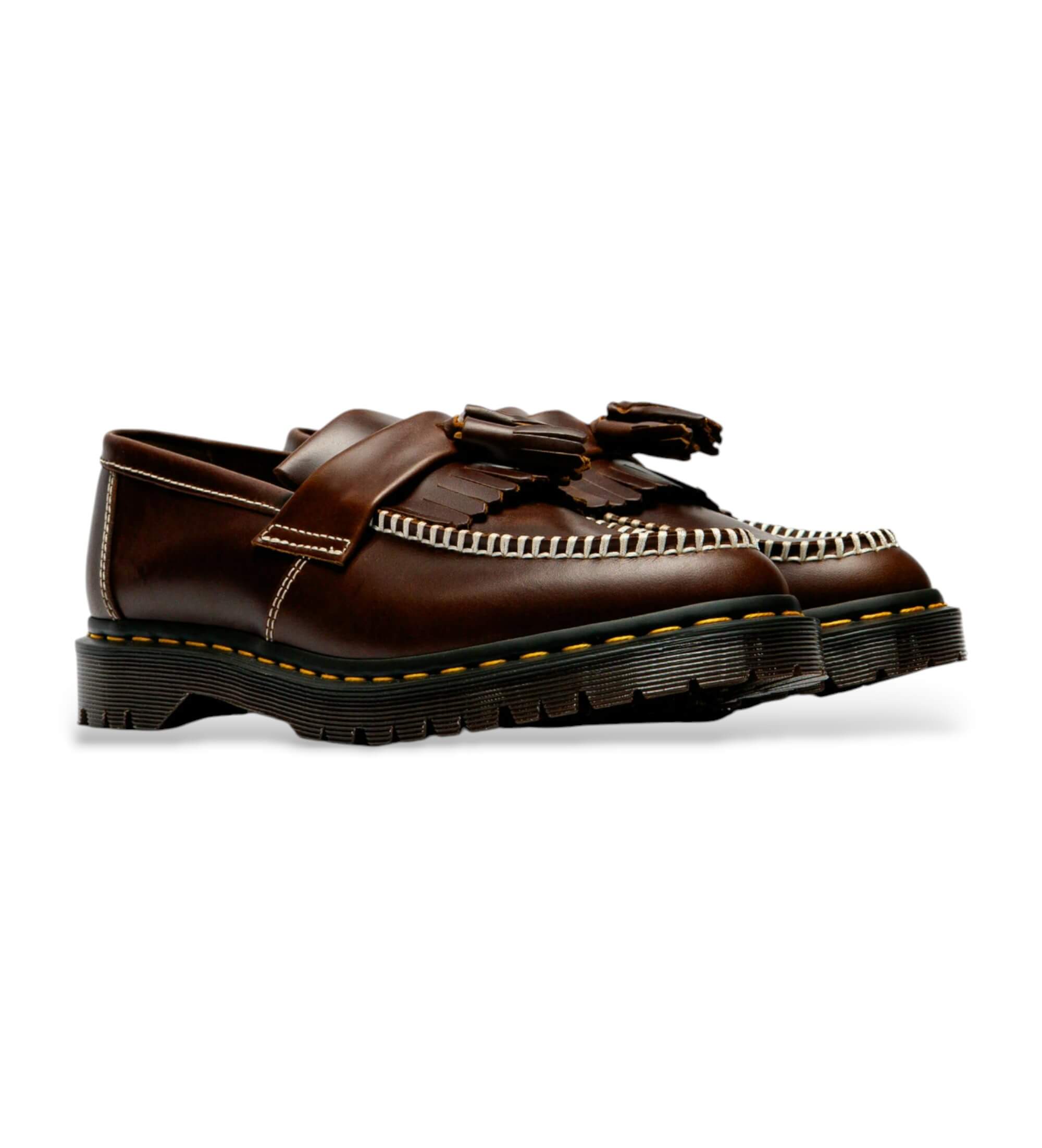 Dr Martens uniseks. 42849200 Adrian Ben Orleans Loafers brązowe (43), Skóra, Brązowy, Mapa, Brak, Zwykły