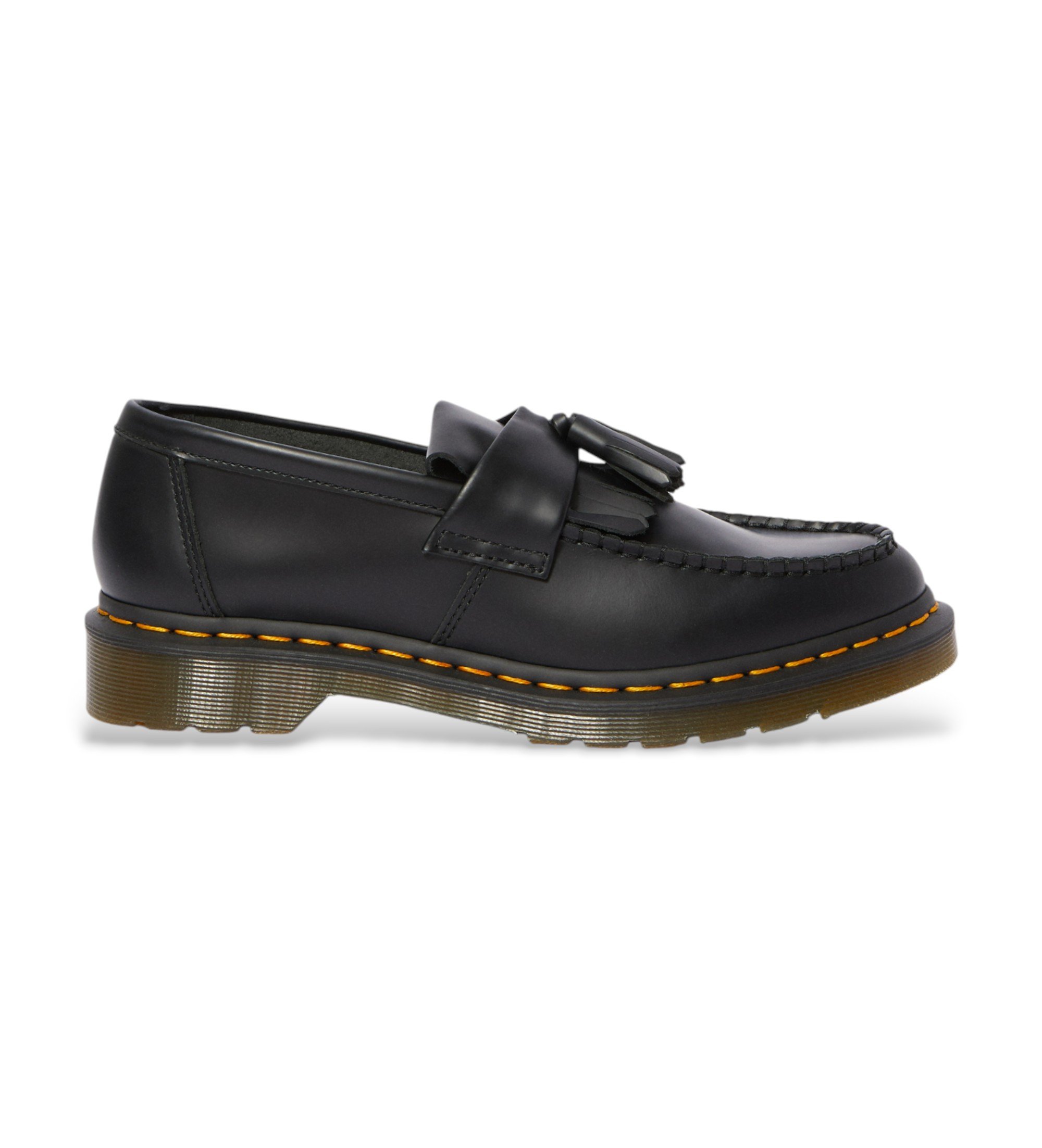 Dr Martens für Damen. 22209001 Adrian Yellow Yellow Stitch Leder-Slipper schwarz (42), Wohnung, 1 bis 3 cm, Schnürsenkel, Lässig