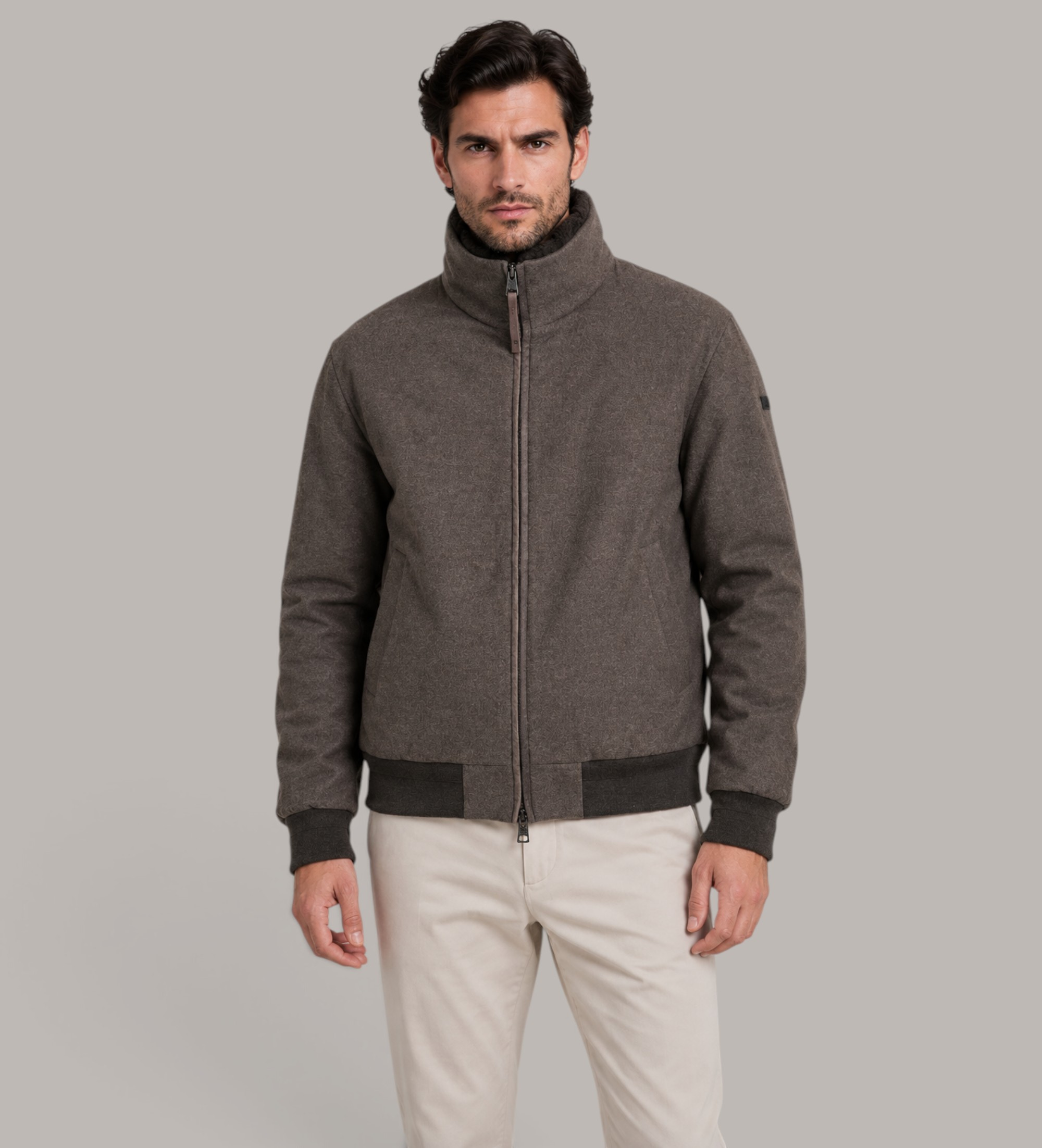 DUNO für Herren. ONORIO Braune Bomberjacke von Onorio (56), Lässig, Wolle
