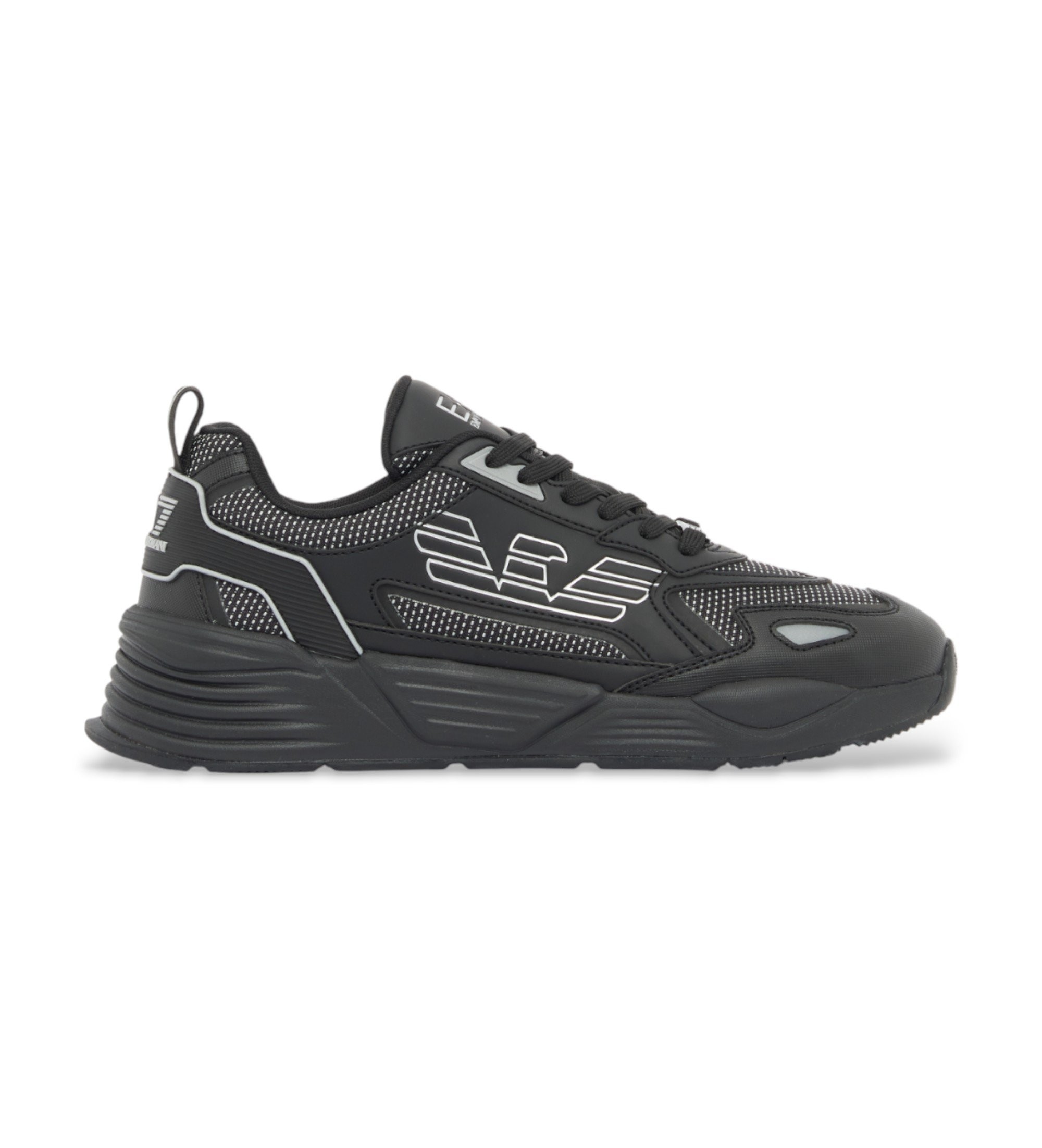 EA7 Unisex. 7X000306_AF23595 Ace Runner Schuhe schwarz (40 2/3), Wohnung, Schnürsenkel, Lässig