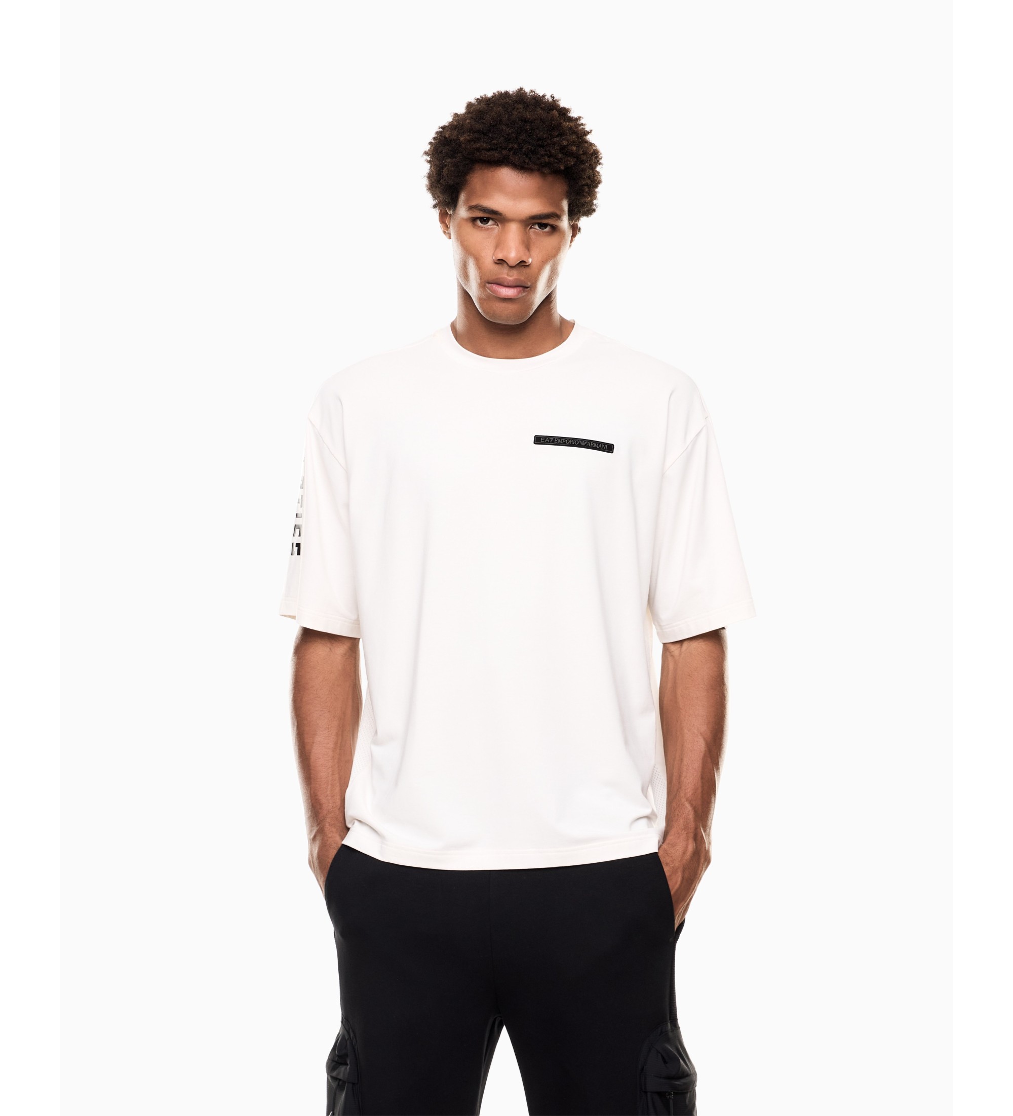 EA7 für Herren. 7M001584_AF20821 T-Shirt Athletic Mix weiß (L), Lässig, Sportlich, Modal, Kurzarm