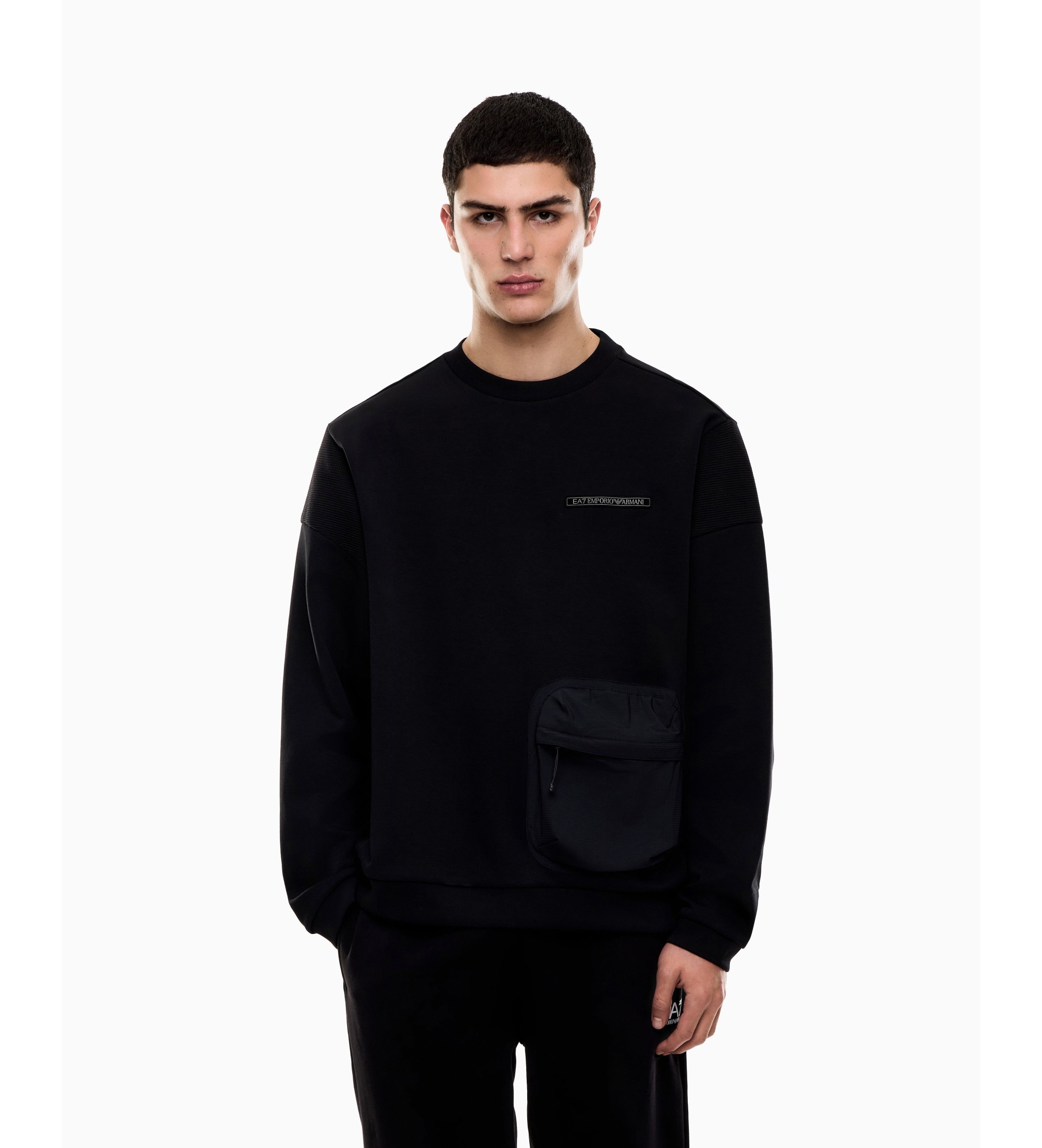 EA7 für Herren. 7M001585_AF12660 Athletic Mix Sweatshirt schwarz (M), Lässig, Sportlich, Baumwolle