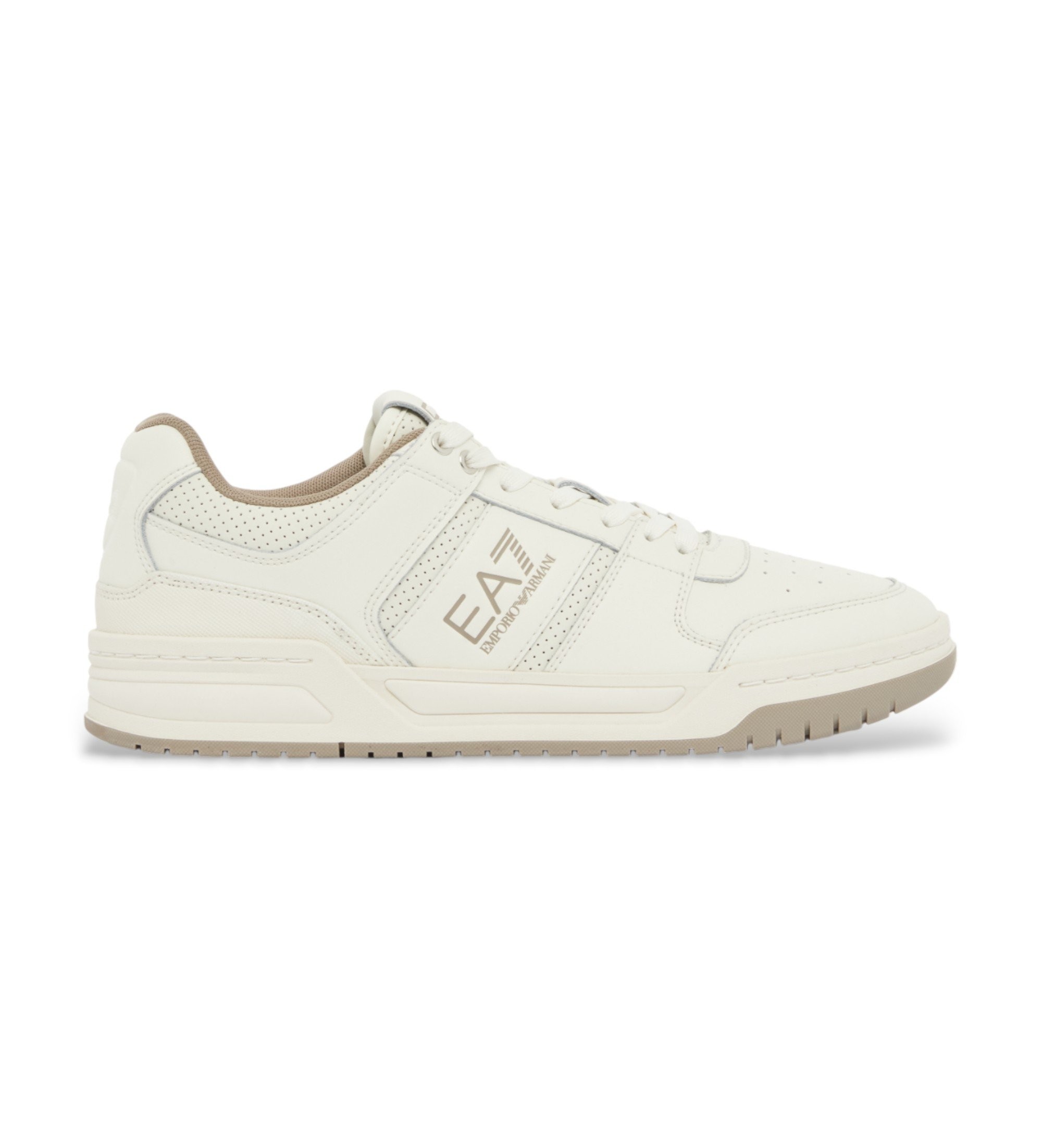 EA7 Unisex. X8X234_XK422 Leder Turnschuhe Baseline beige (42), Wohnung, Schnürsenkel, Lässig