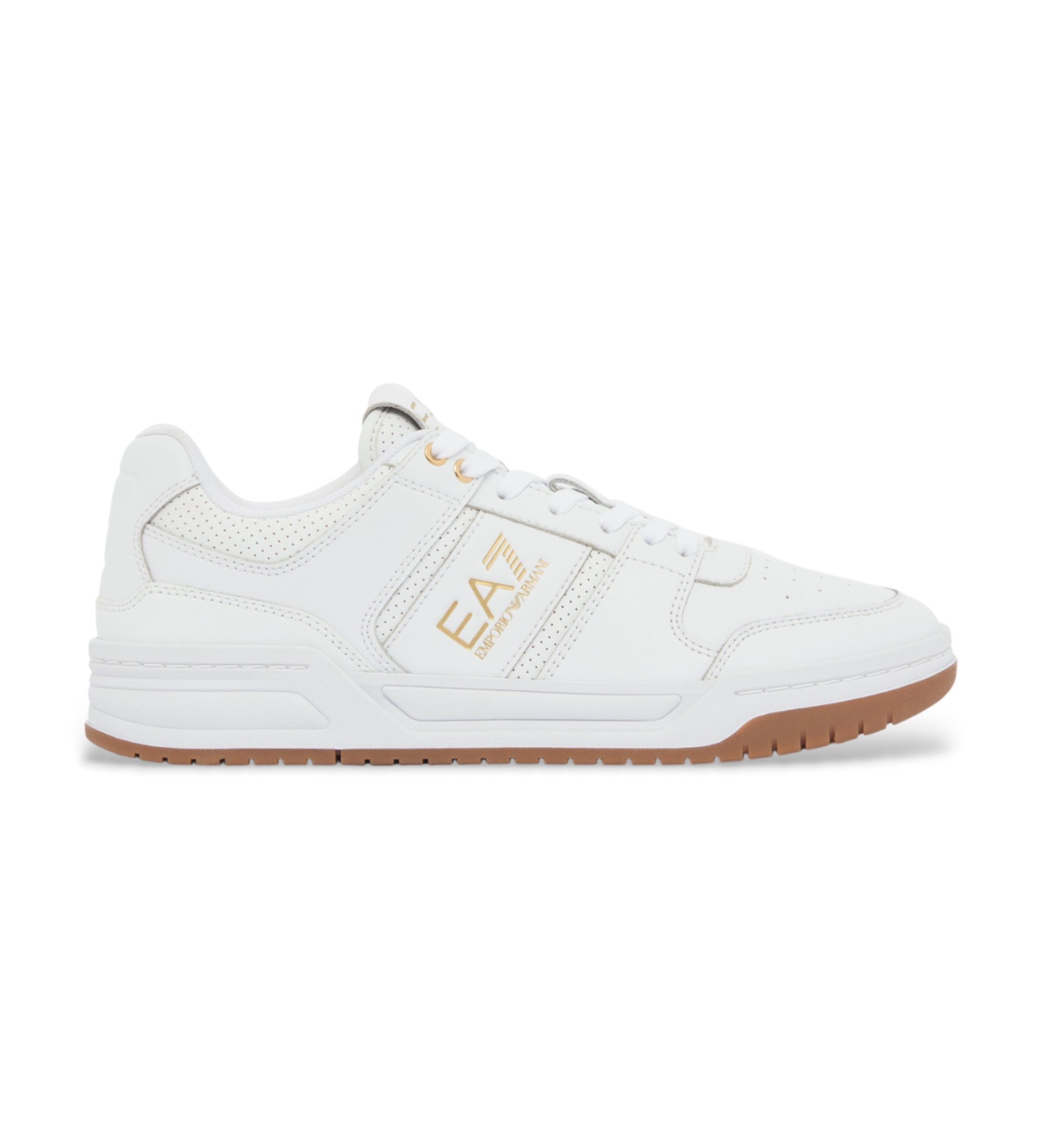 EA7 Unisex. X8X234_XK422 Leder Turnschuhe Baseline weiß (44 2/3), Wohnung, Schnürsenkel, Lässig