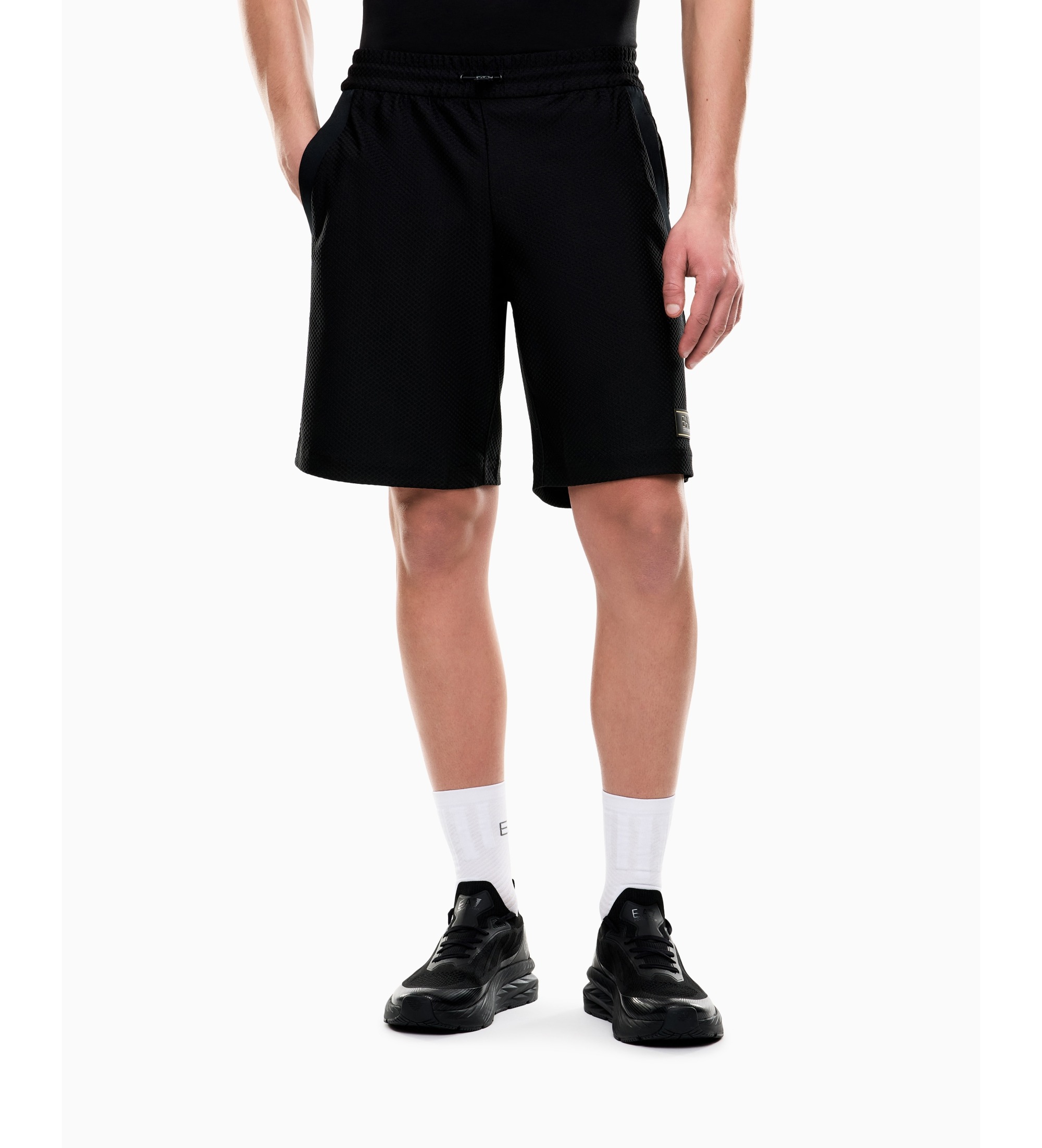 EA7 für Herren. 7M001340_AF21099 Premium Label Bermudashorts schwarz (L), Lässig, Sportlich, Polyester