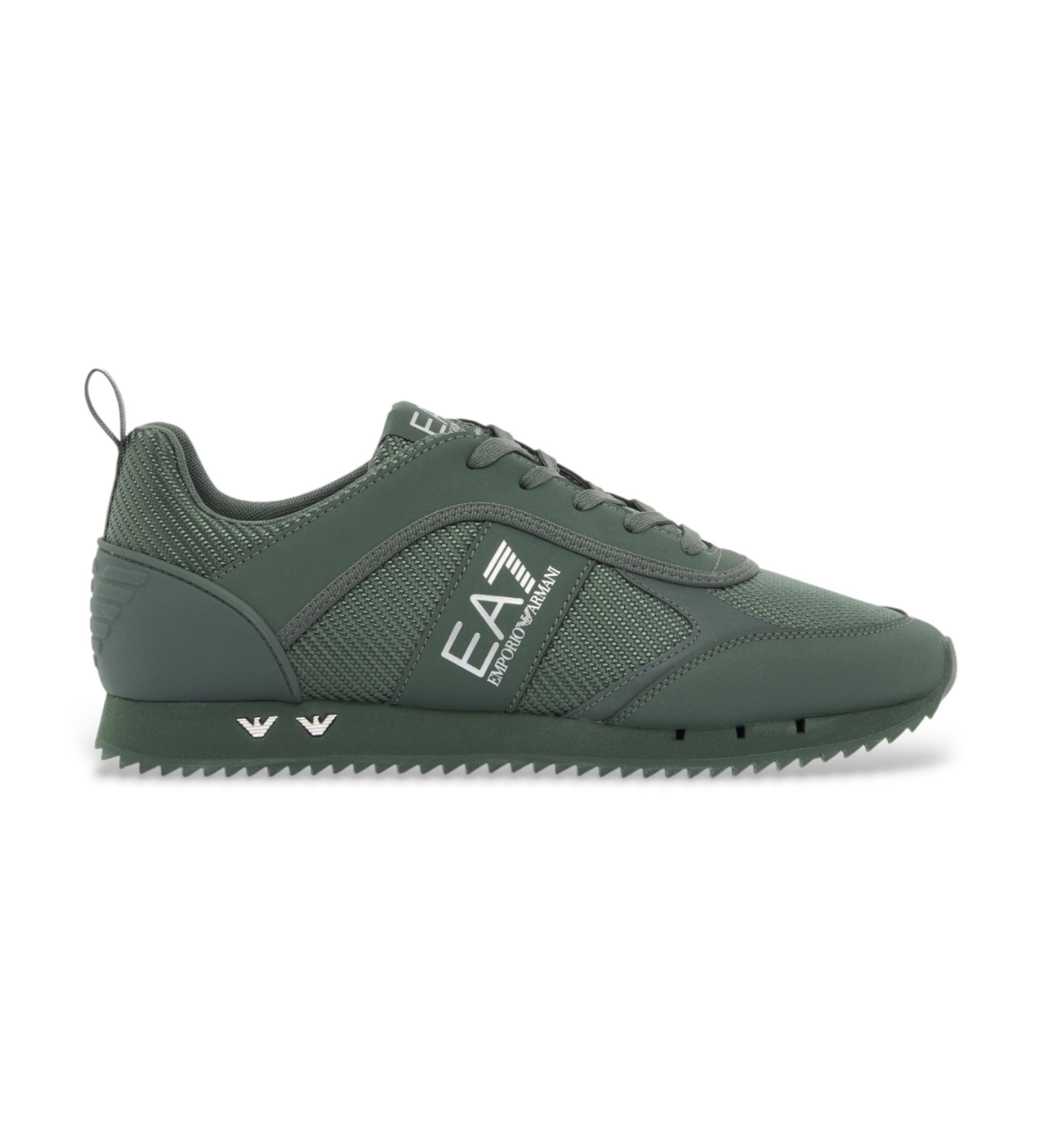 EA7 Unisex. 7X000337_AF18613 Schwarz-Weiß-Carbongrün-Schuhe (41 1/3), Wohnung, Schnürsenkel, Sportlich