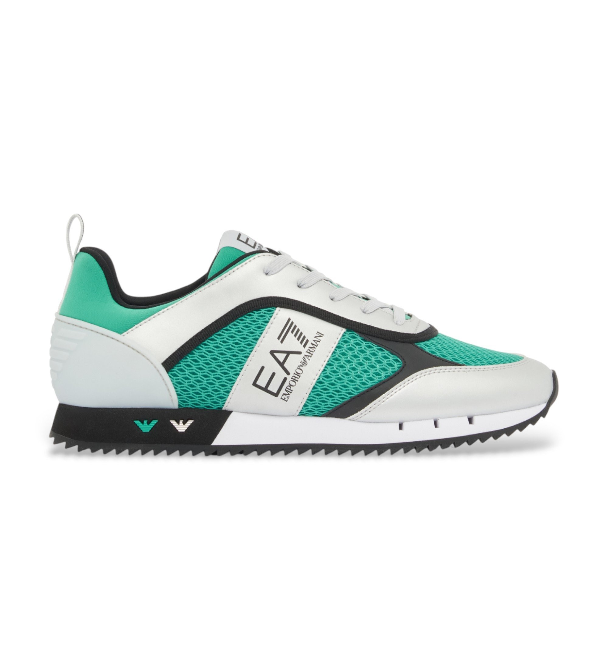 EA7 Unisex. 7X000334_AF18610 Turnschuhe Schwarz & Weiß Schnürsenkel Silber , Grün (40), Blau, Wohnung, Sportlich, Masche
