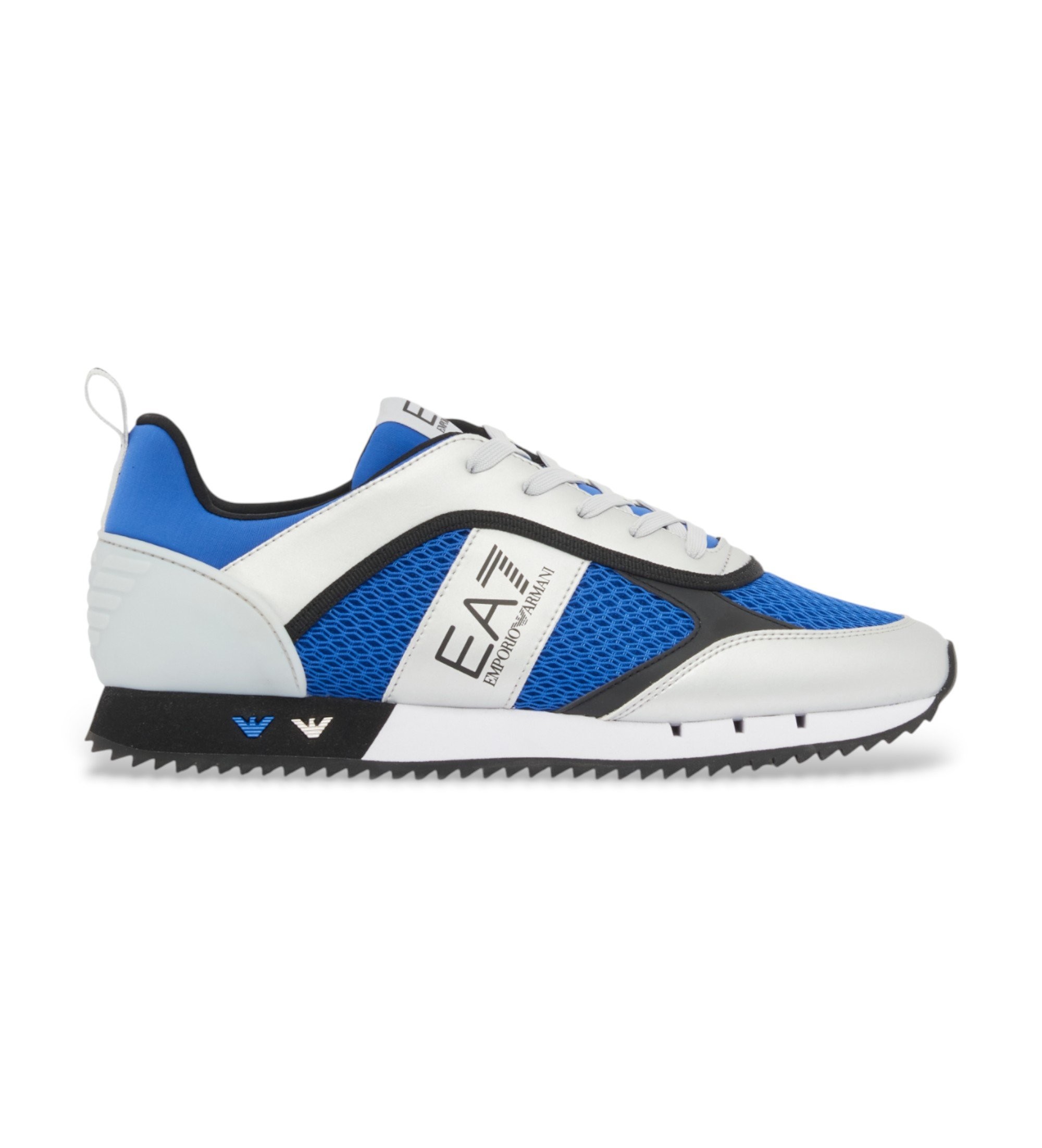 EA7 Unisex. 7X000334_AF18610 Turnschuhe Schwarz & Weiß Schnürsenkel Blau (40), Stoff, Wohnung, Lässig