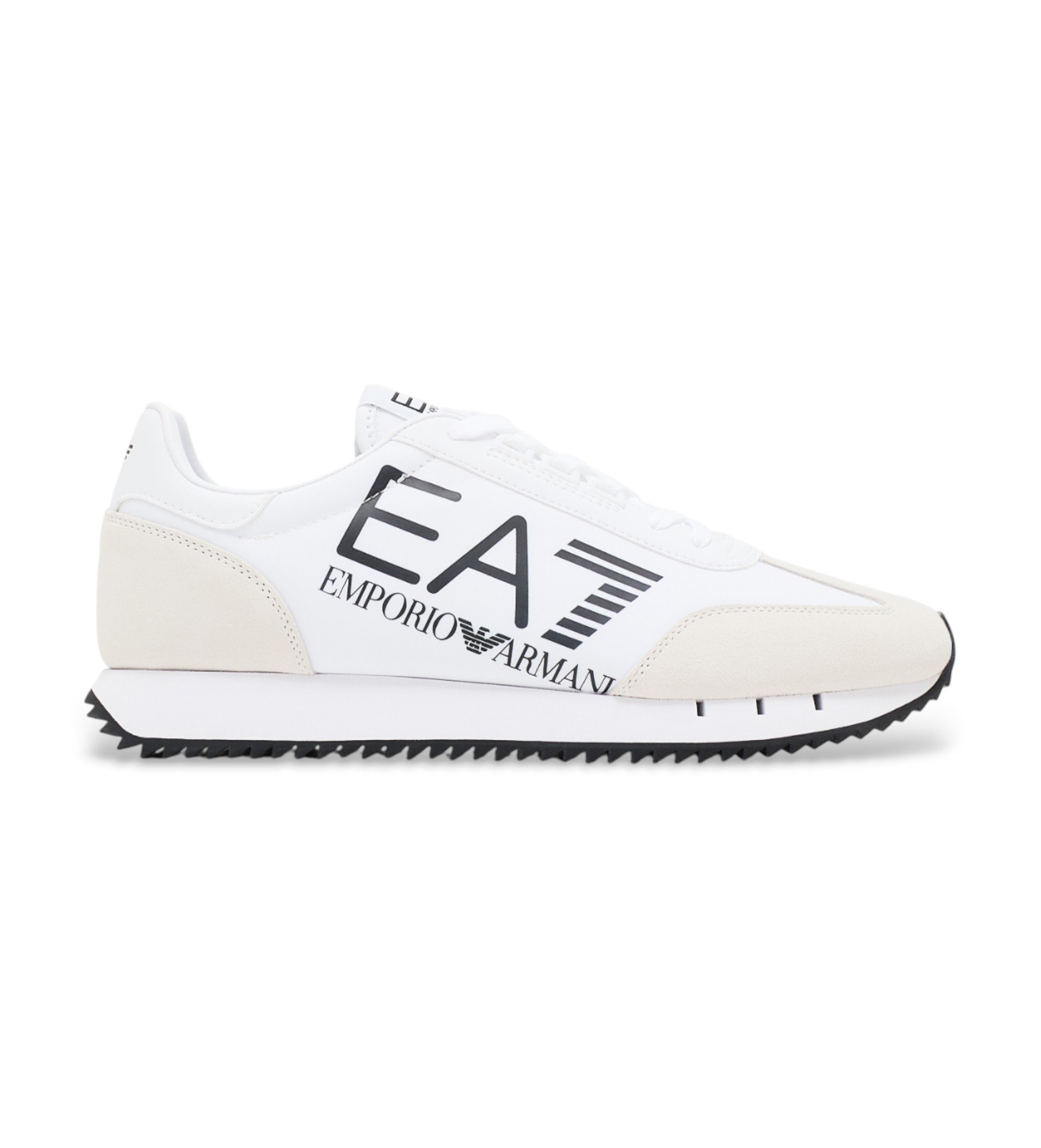 EA7 Unisex. 7X000541_AF18609 Vintage Turnschuhe Weiß (46), Schwarz, Stoff, Wohnung, Schnürsenkel, Sportlich