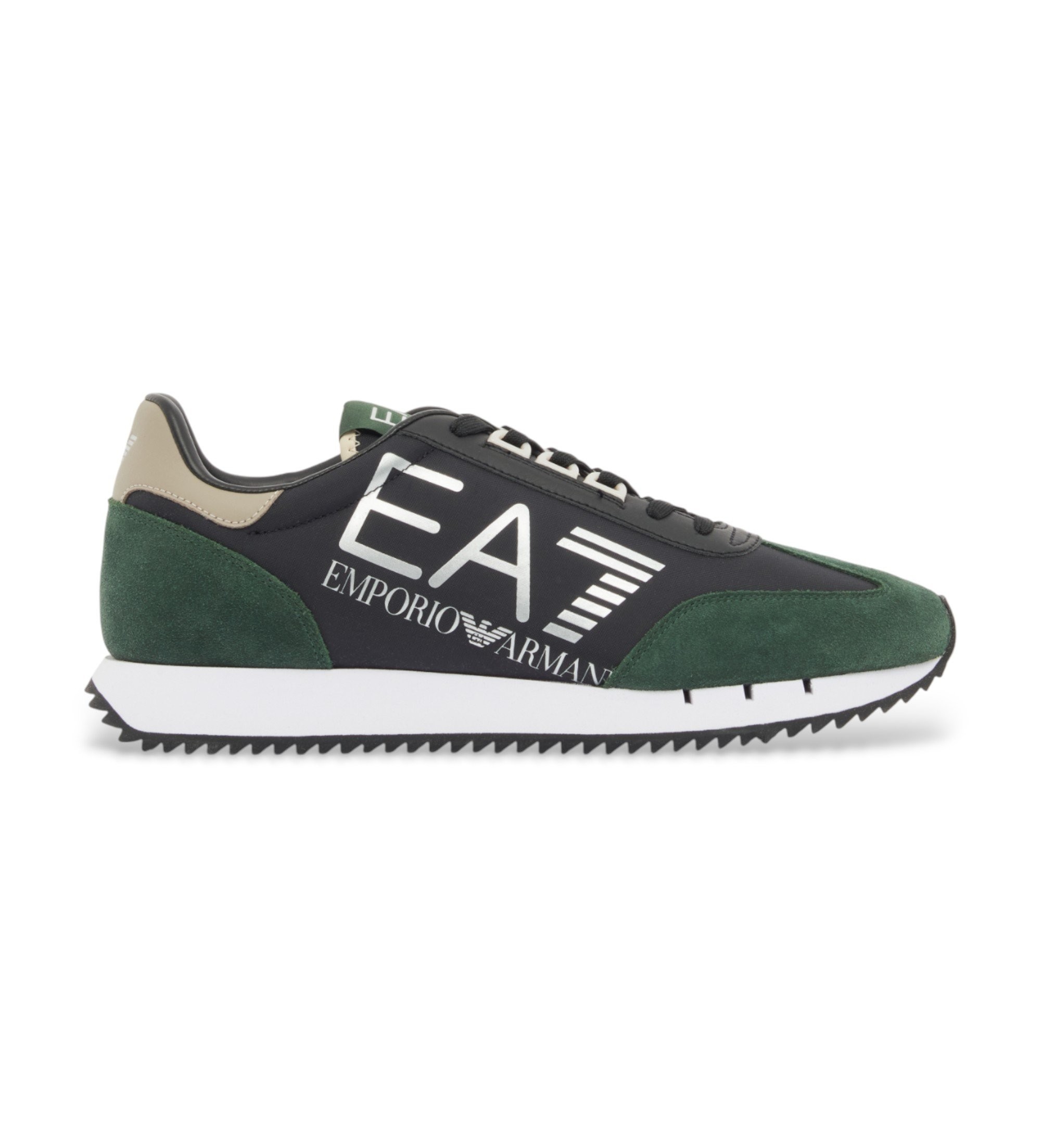 EA7 Unisex. 7X000541_AF18609 Schwarz-weiße Vintage-Sneakers Schwarz (40 2/3), Wohnung, Schnürsenkel, Sportlich