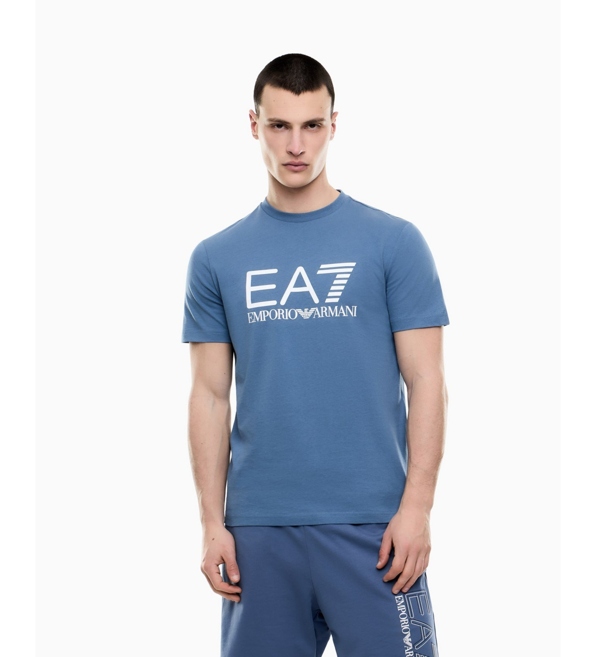 EA7 für Herren. 7M001412_AF22264 Core Identity T-Shirt, blau, gestrickt (M), Lässig, Baumwolle, Kurzarm