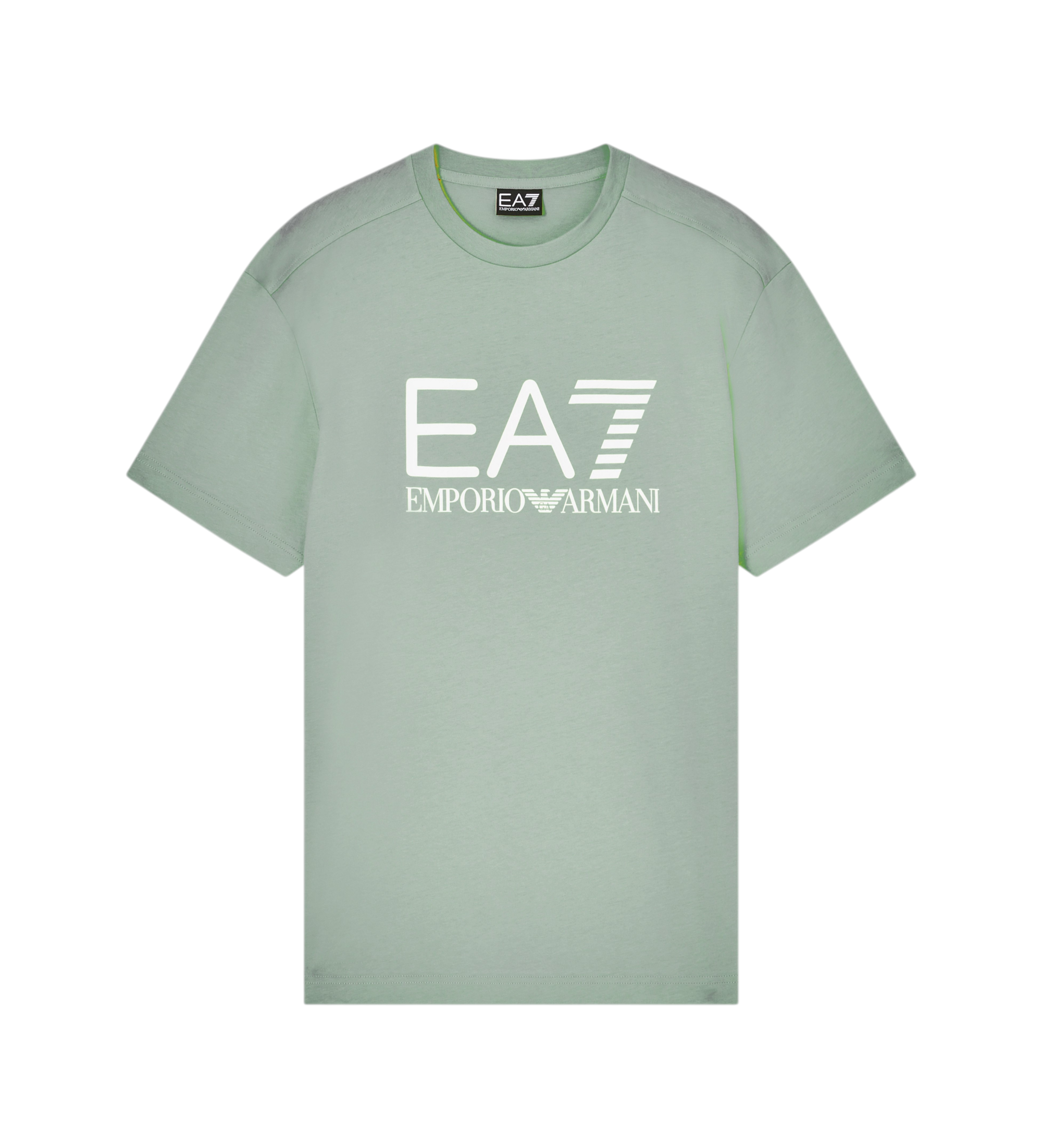 EA7 für Herren. 7M001412_AF22264 Core Identity grünes Strick-T-Shirt (S), Lässig, Baumwolle, Kurzarm