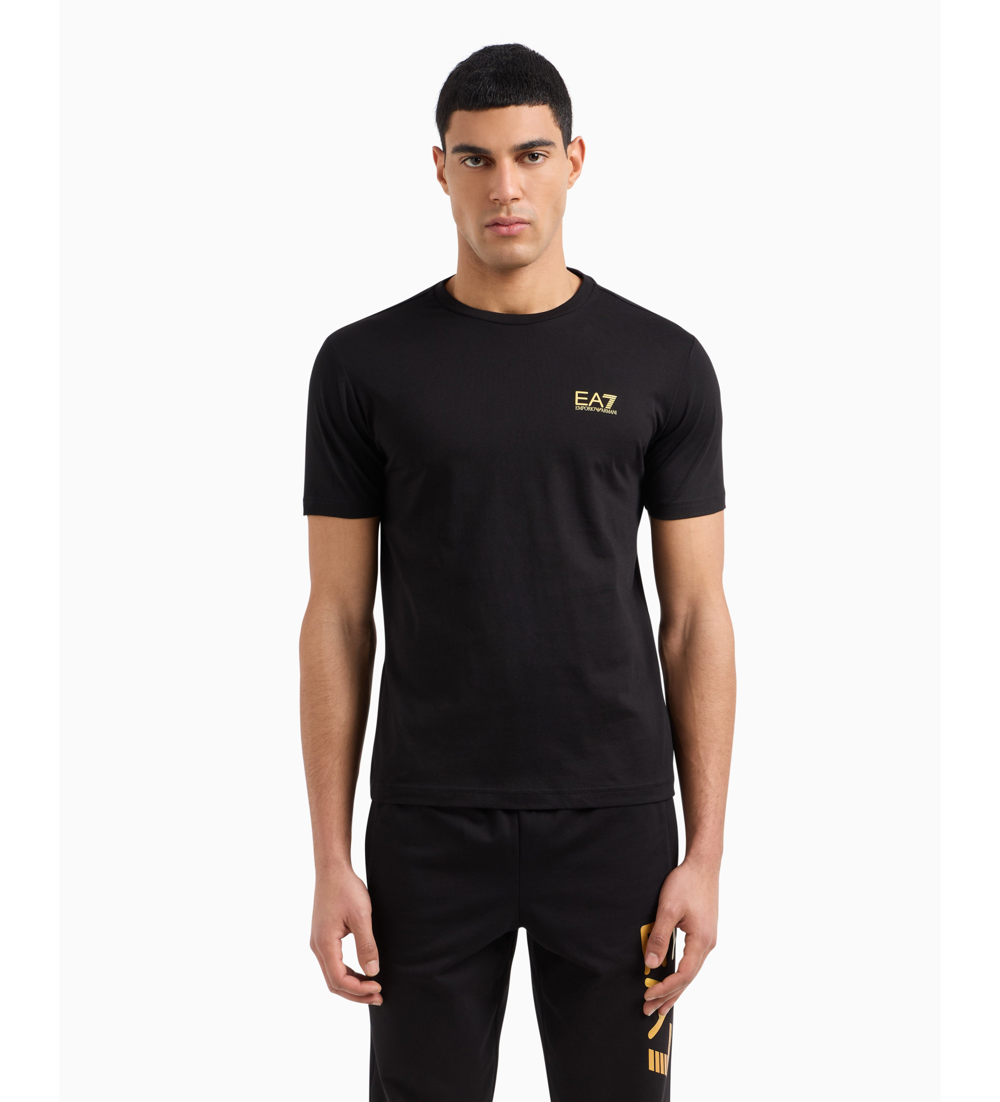 EA7 für Herren. 8NPT25_PJVPZ Logo-T-Shirt schwarz (L), Lässig, Baumwolle, Kurzarm
