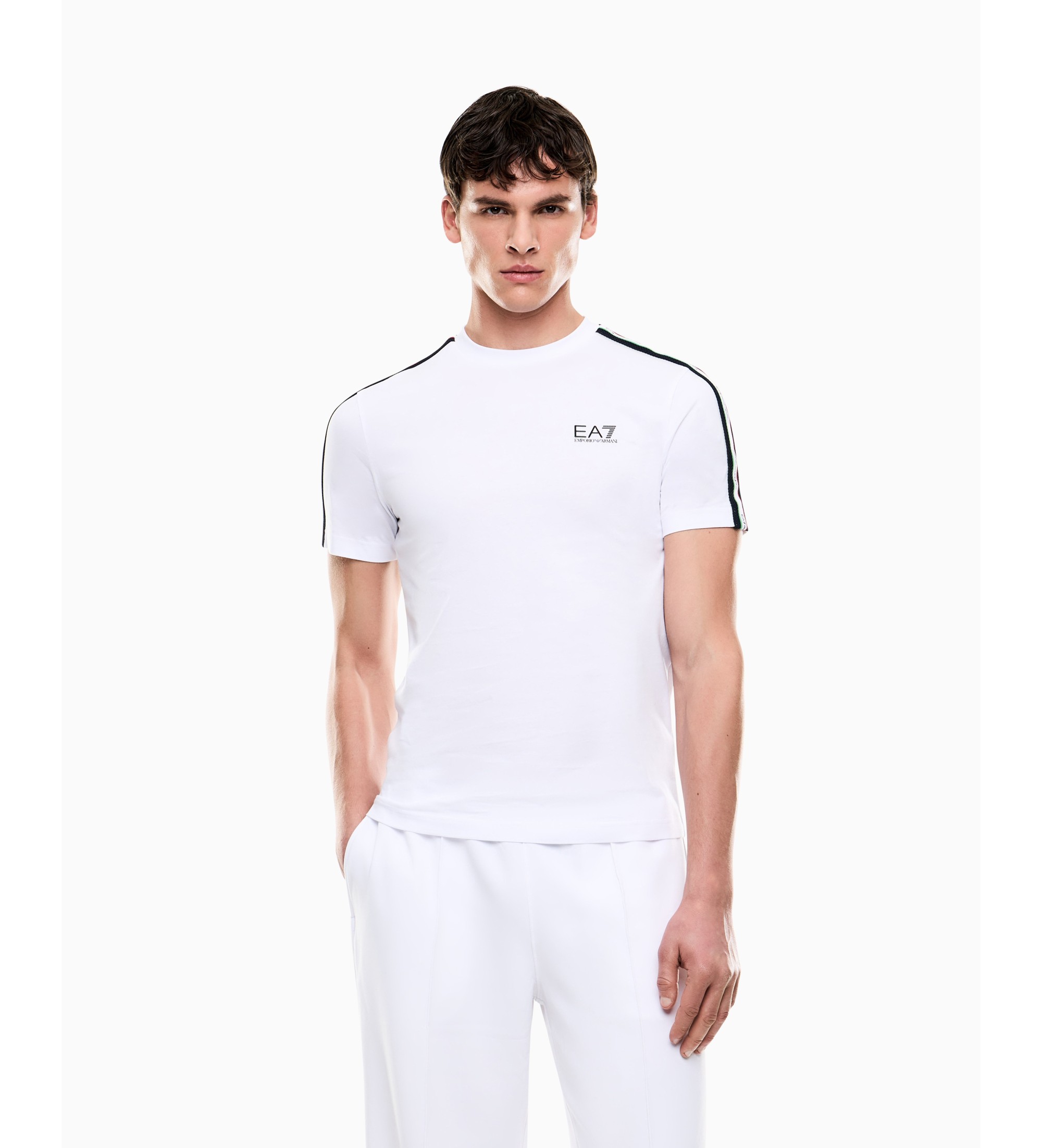 EA7 für Herren. 7M001861_AF12503 Italian Spirit T-shirt weiß (S), Lässig, Baumwolle, Kurzarm