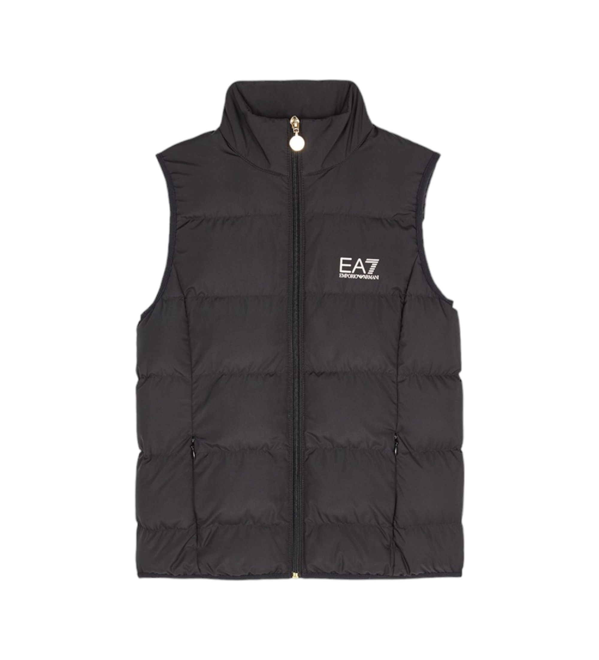 EA7 für Mädchen. 8NFQ08_FNF8Z Schwarz glänzende Weste (4Años= 106cm), Lässig, Polyester, Kinderbekleidung