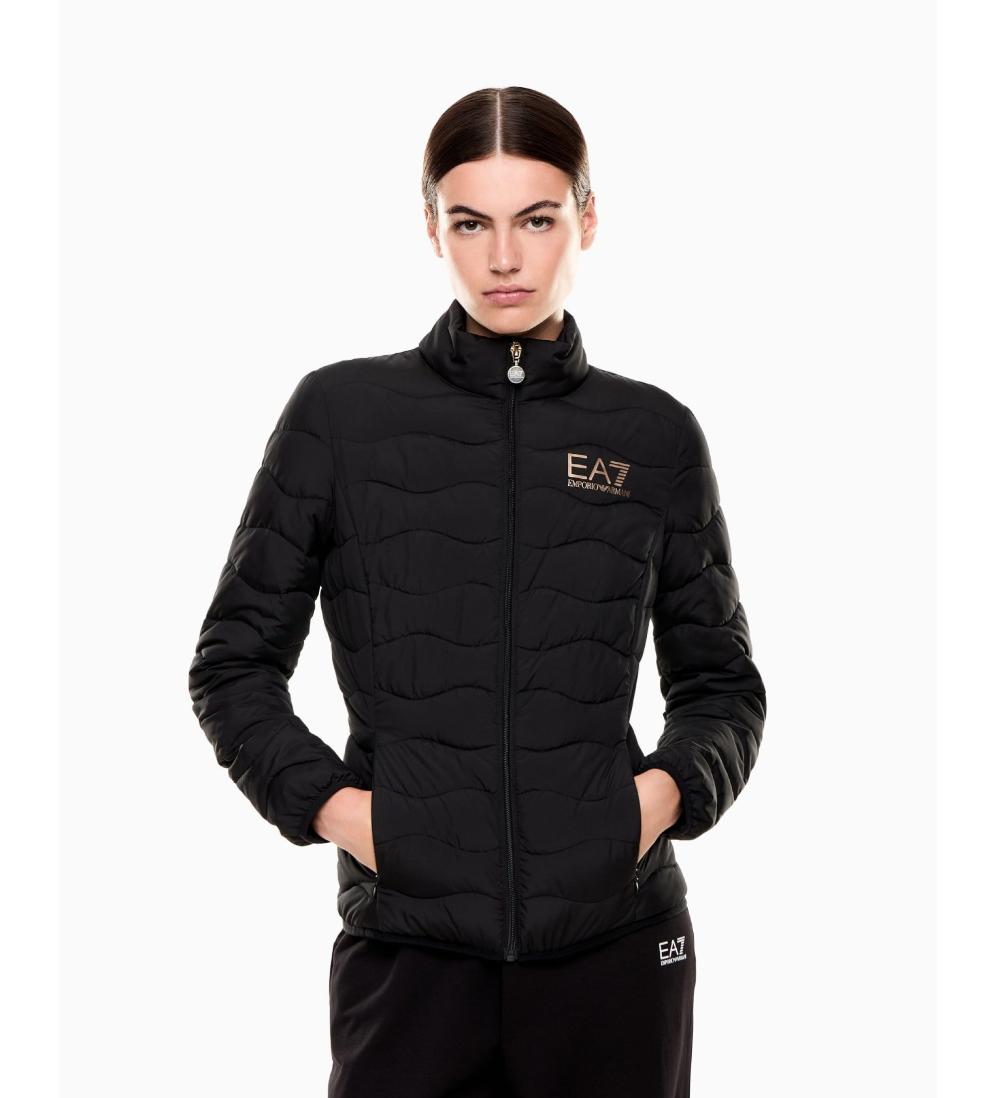 EA7 für Damen. 8NTB21_TNF8Z Faltbare Steppjacke Core Lady schwarz (L), Lässig, Polyester
