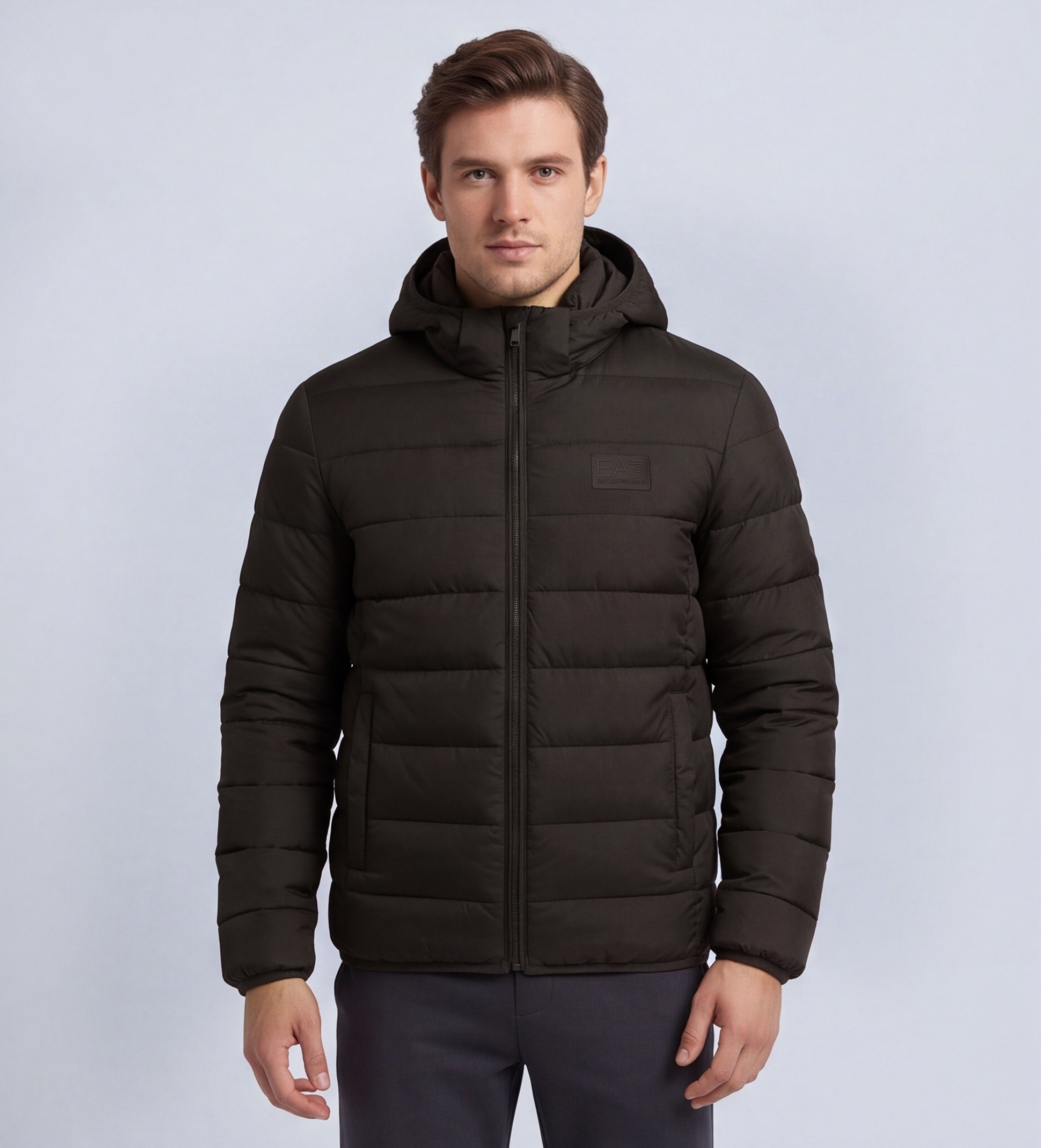 EA7voor mannen. 7M002383_AF15953 Bruine Axis Bomberjack (S), Sportief, Polyester