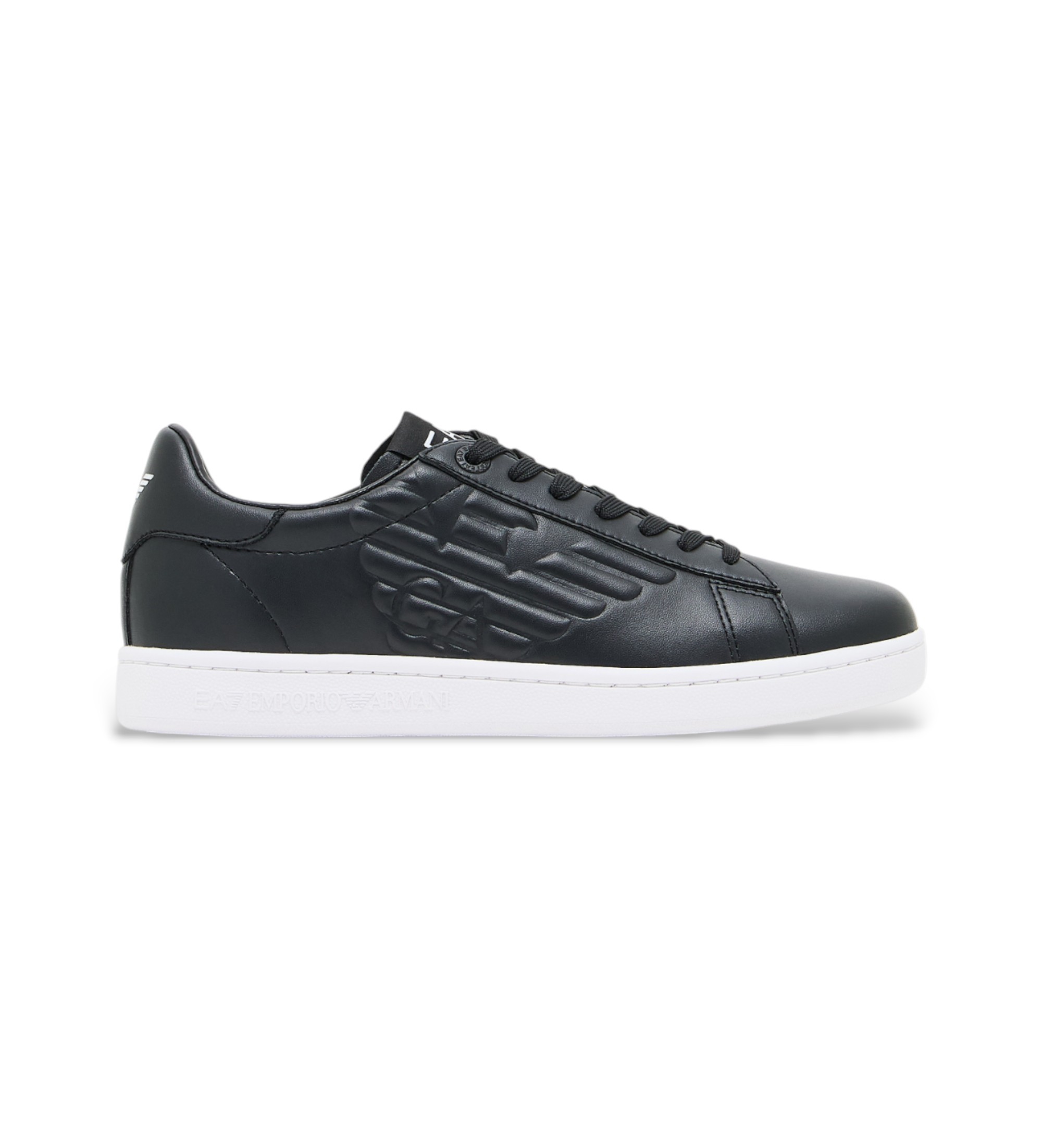 EA7 Unisex. 7X000331_AF10848 Classic Cc Schuhe schwarz (48 2/3), Leder, Wohnung, Schnürsenkel, Lässig