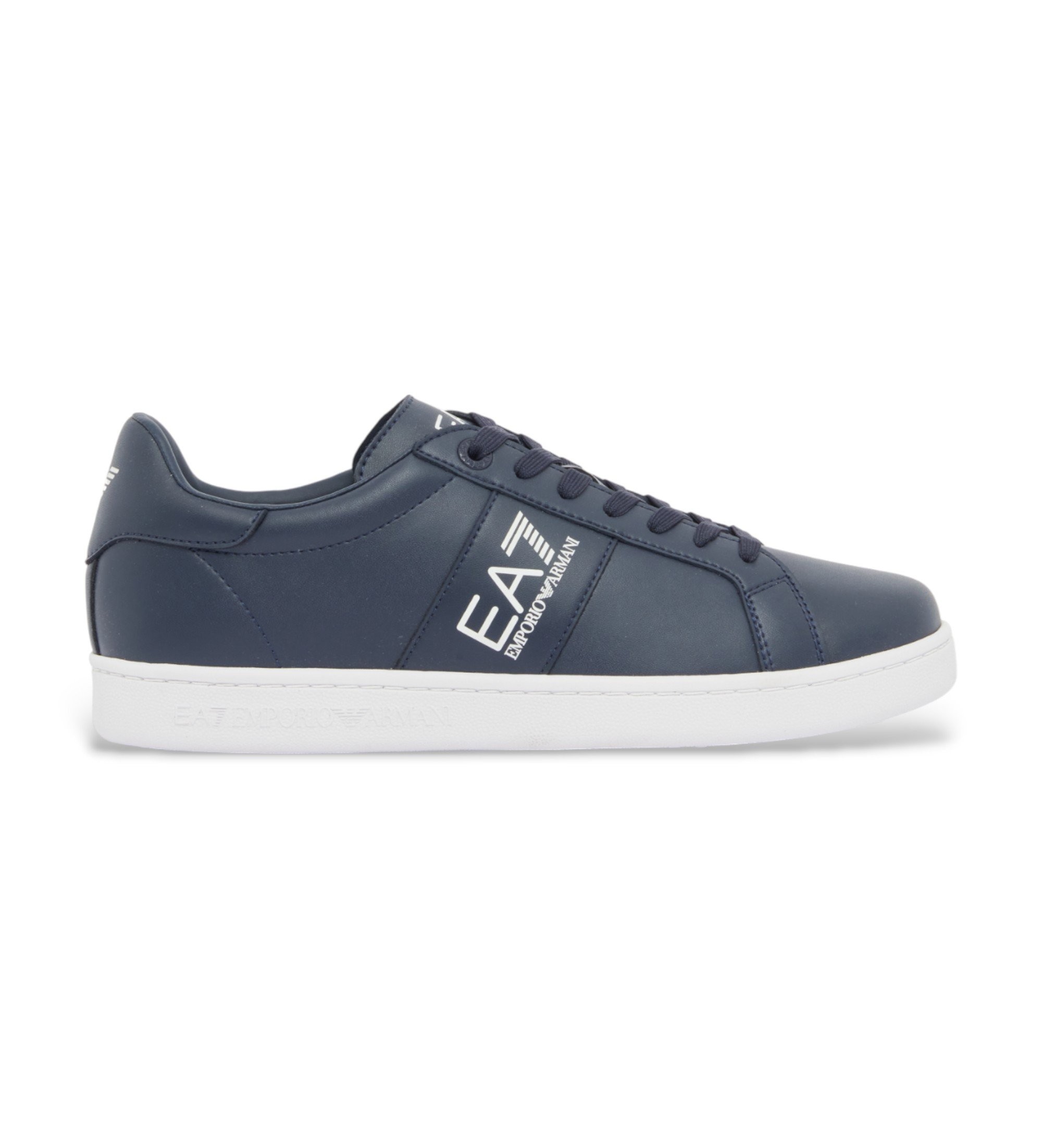 EA7 Unisex. 7X000332_AF10848 Klassische Leder Turnschuhe Ea7 Marine (41 1/3), Wohnung, 1 bis 3 cm, Schnürsenkel, Lässig
