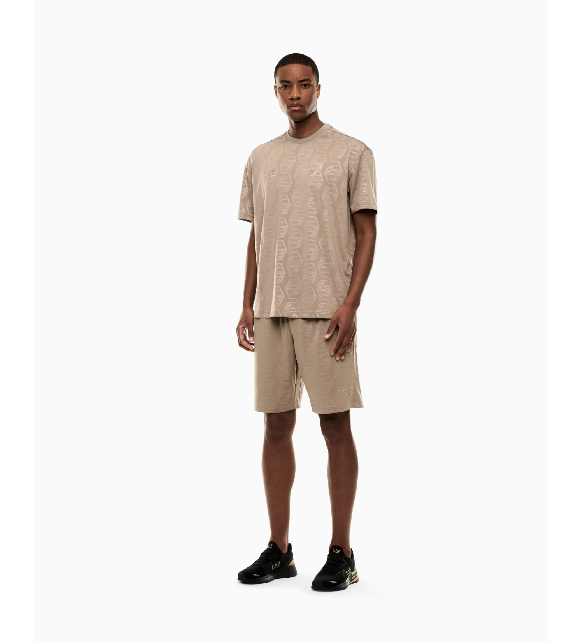 EA7 für Herren. 7M001304_AF13537 Fußball-Set beige (L), Lässig, Sportlich, Polyester, Kurzarm
