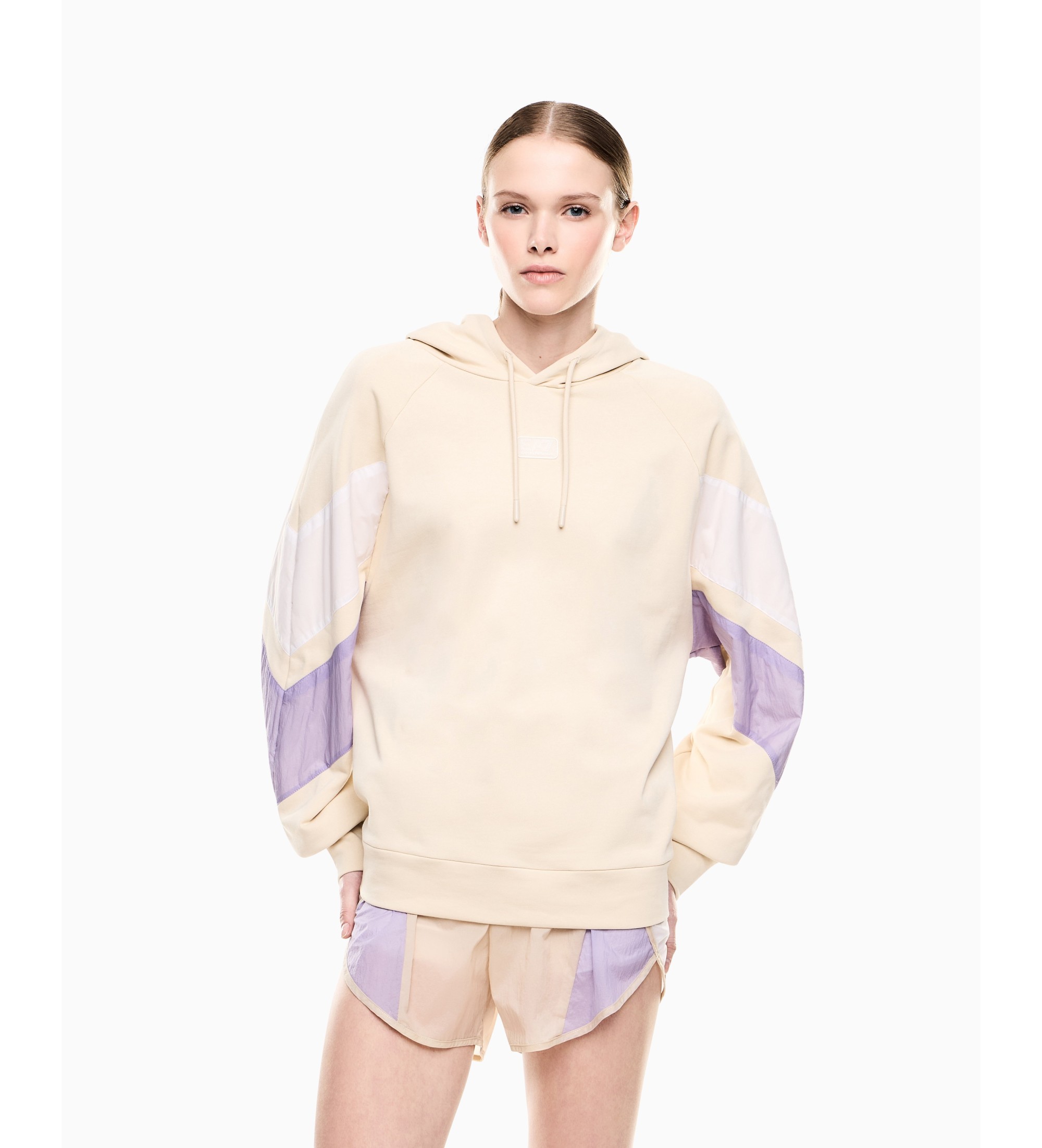 EA7 für Damen. 7W001009_AF12473 Kapuzenpullover aus Baumwollmischung in Beige (M), Lässig, Baumwolle
