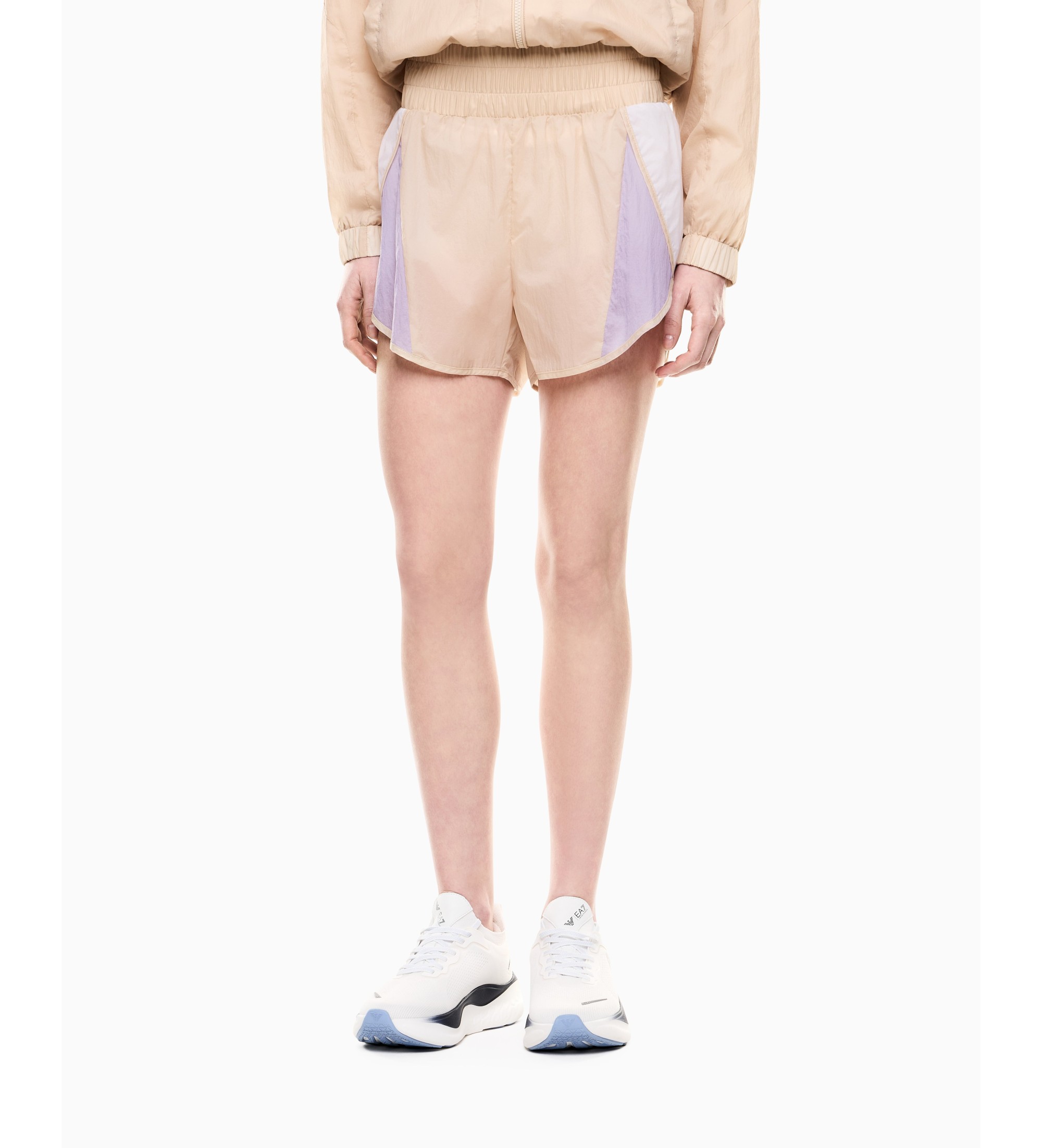 EA7 für Damen. 7W001012_AF20849 Beige Nylon-Shorts (L), Sportlich, Kurzarm