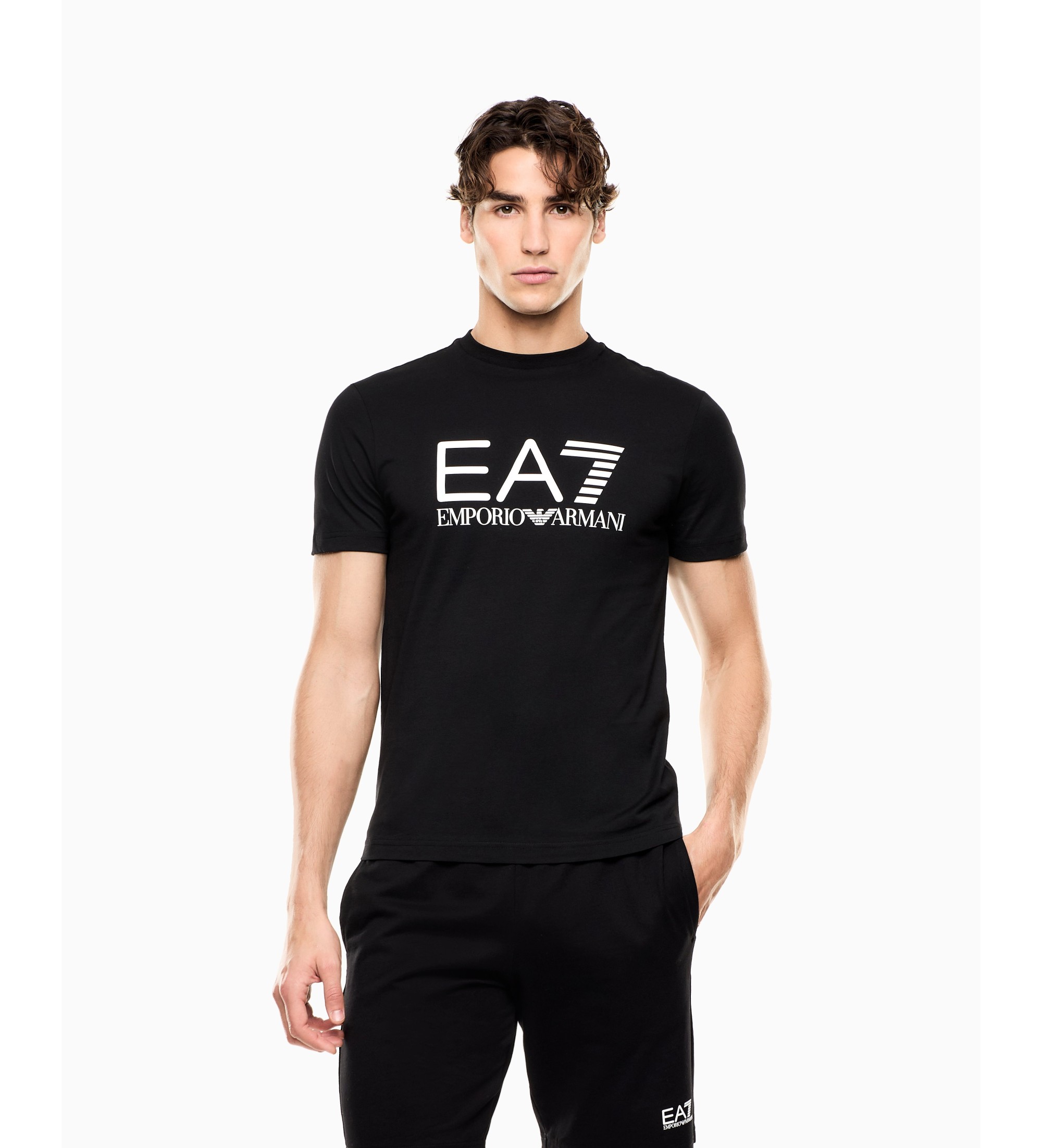 EA7 für Herren. 7M001412_AF22264 Core Identity T-shirt schwarz (S), Lässig, Baumwolle, Kurzarm