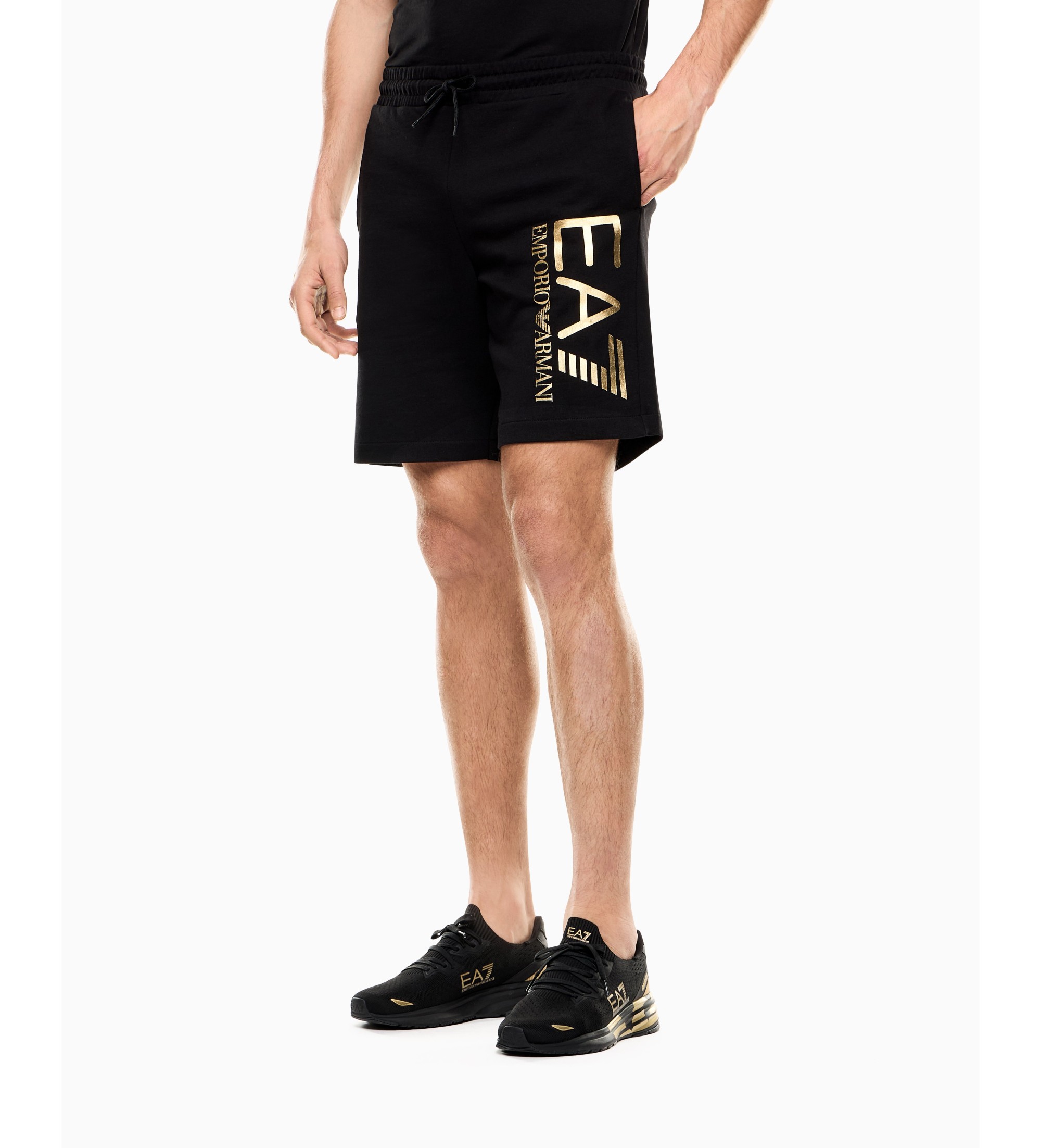 EA7 für Herren. 7M001414_AF22266 Core Identity Shorts Schwarz (L), Lässig, Sportlich, Baumwolle, Sportbekleidung, Multisport