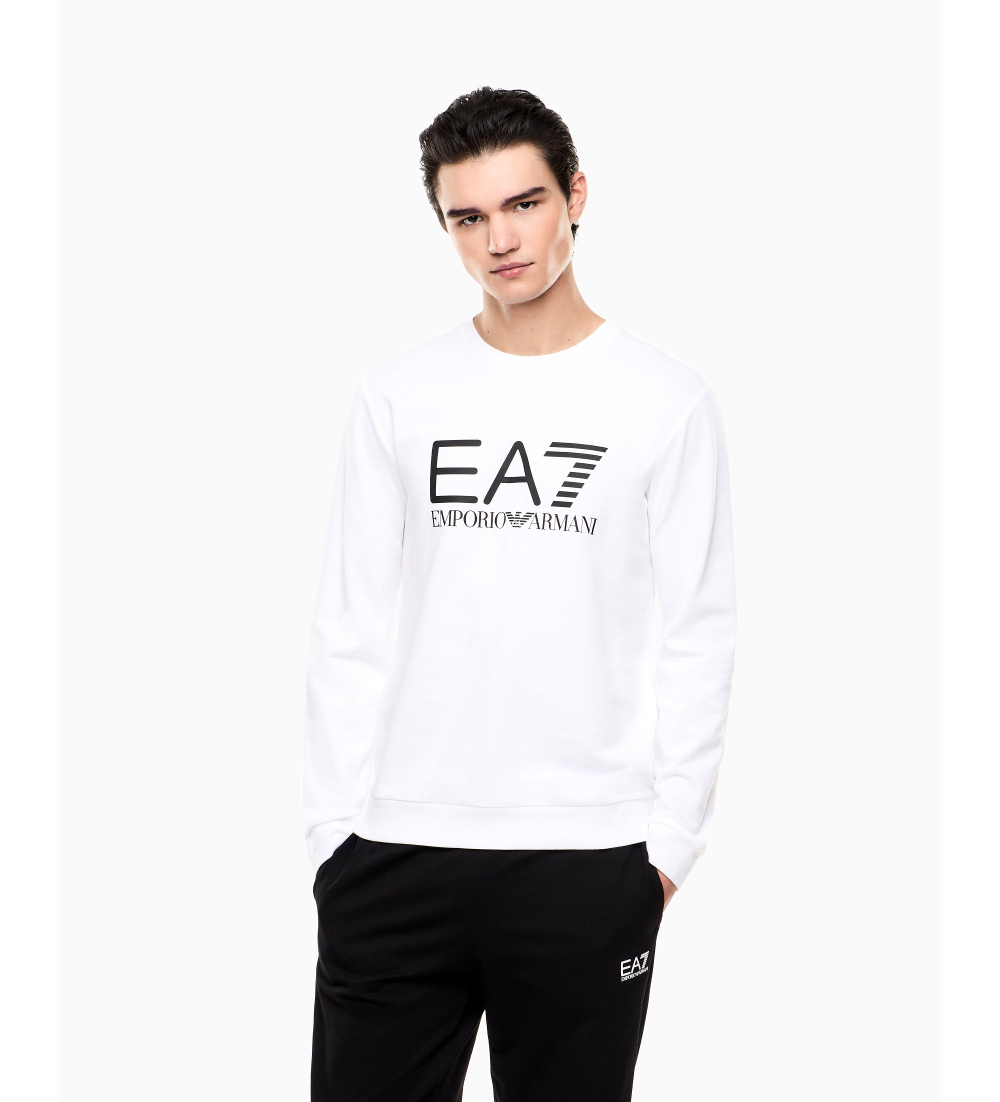 EA7 für Herren. 7M002278_AF22266 Core Identity Sweatshirt weiß (S), Lässig, Baumwolle, Kurzarm