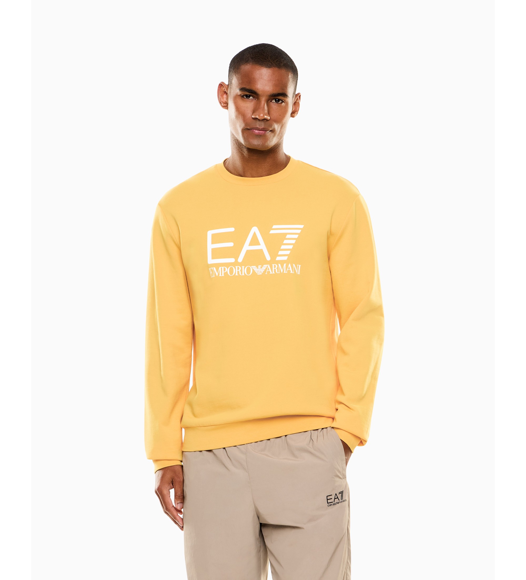 EA7 für Herren. 7M002278_AF22266 Core Identity Sweatshirt in Gold (M), Lässig, Grün, Baumwolle, Kurzarm