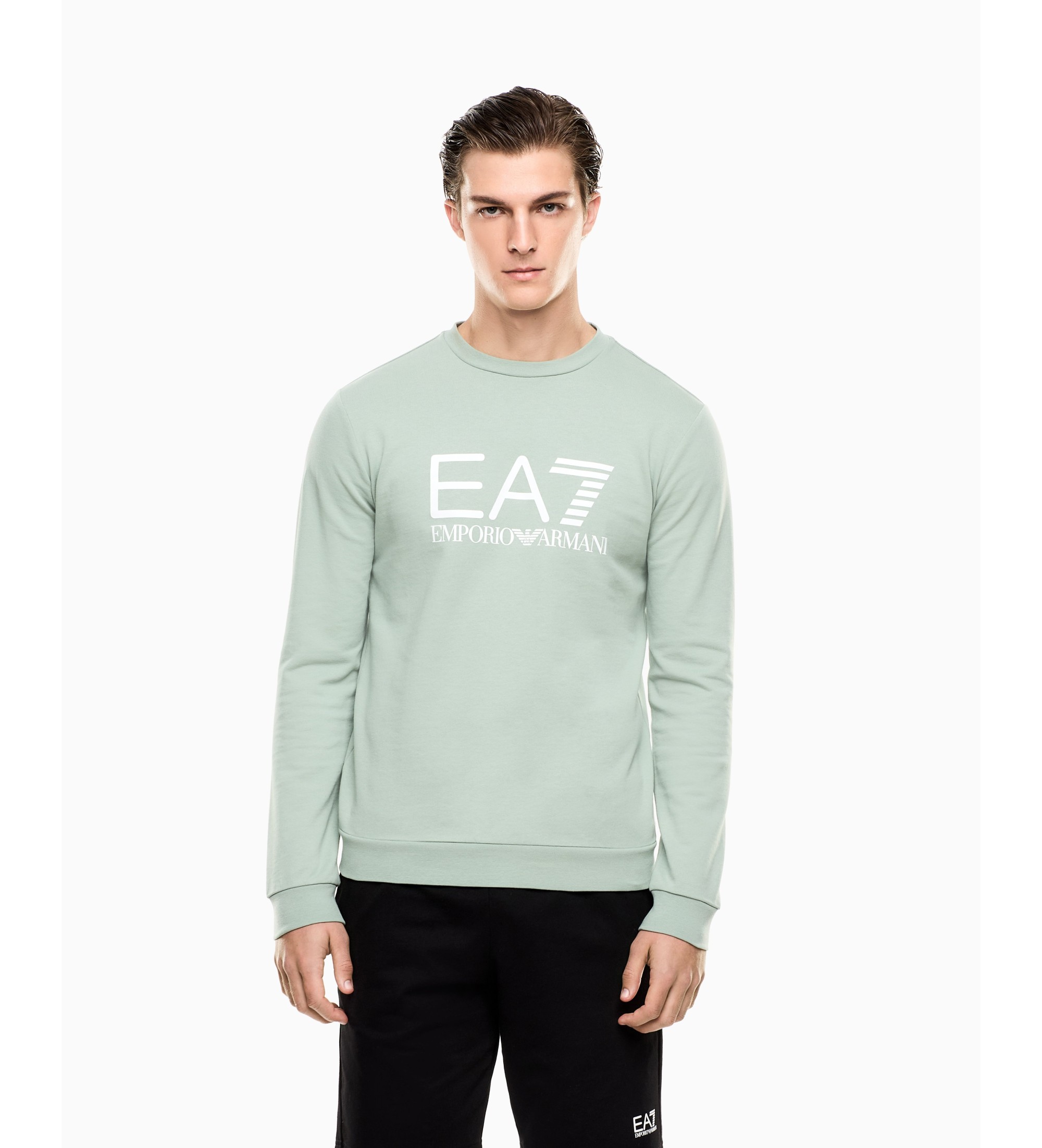 EA7 für Herren. 7M002278_AF22266 Core Identity grünes Sweatshirt (XL), Lässig, Baumwolle, Kurzarm